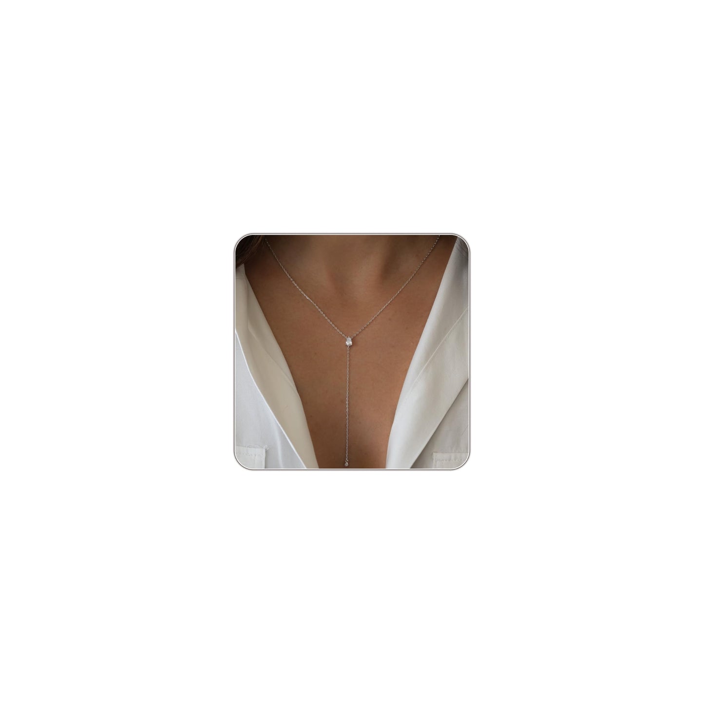 Fglqfam Lariat Necklace for Women, Dainty Long Necklaces, 14k Gold/Silver Plated Y-Shaped Drop Chain Necklace, Simple Layered Necklaces, Trendy Jewelry Gifts