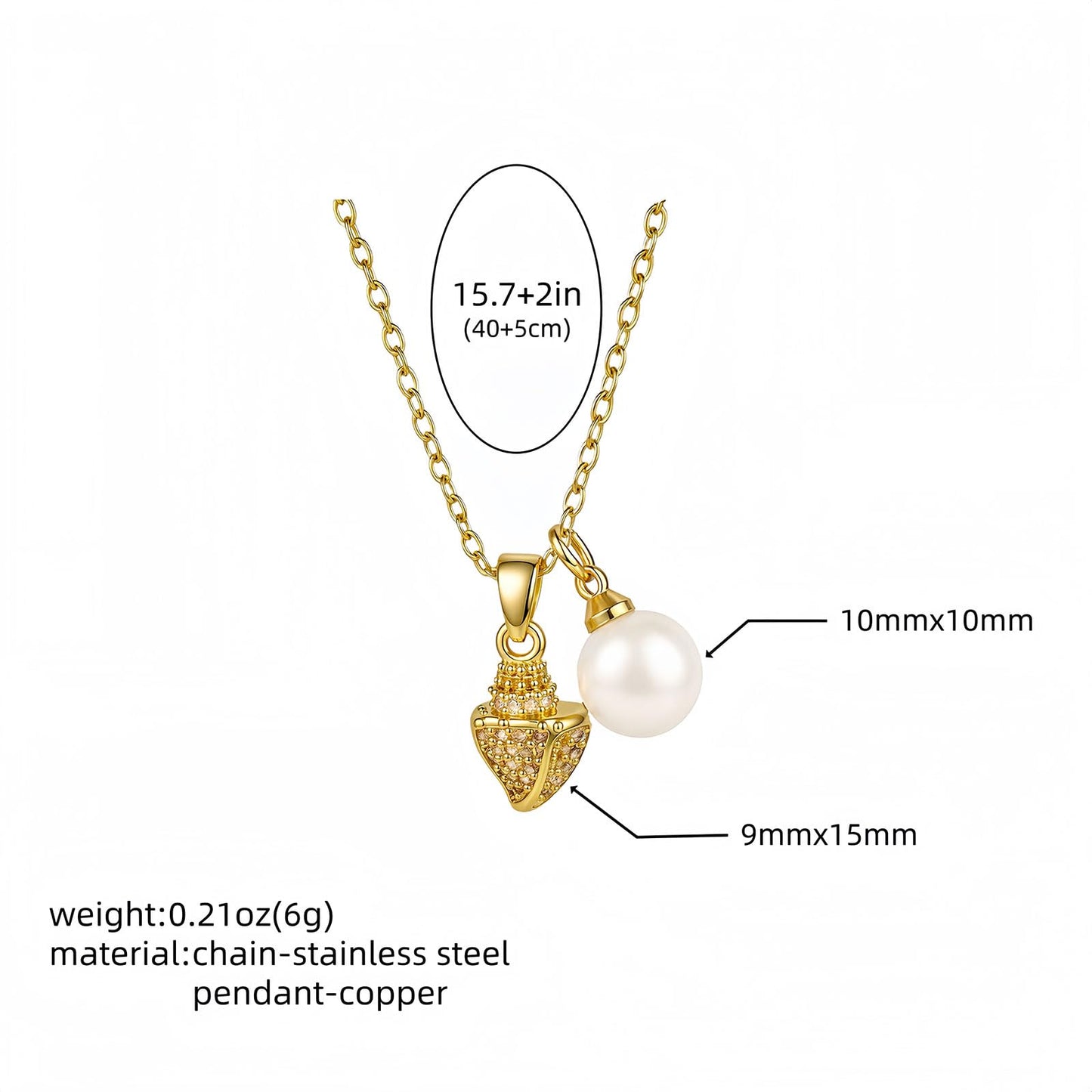 Gold Seashell Starfish Necklace for Women Pearl Starfish Shell Pendant Necklace Boho Conch Necklaces Summer Beach Jewelry (Conch)