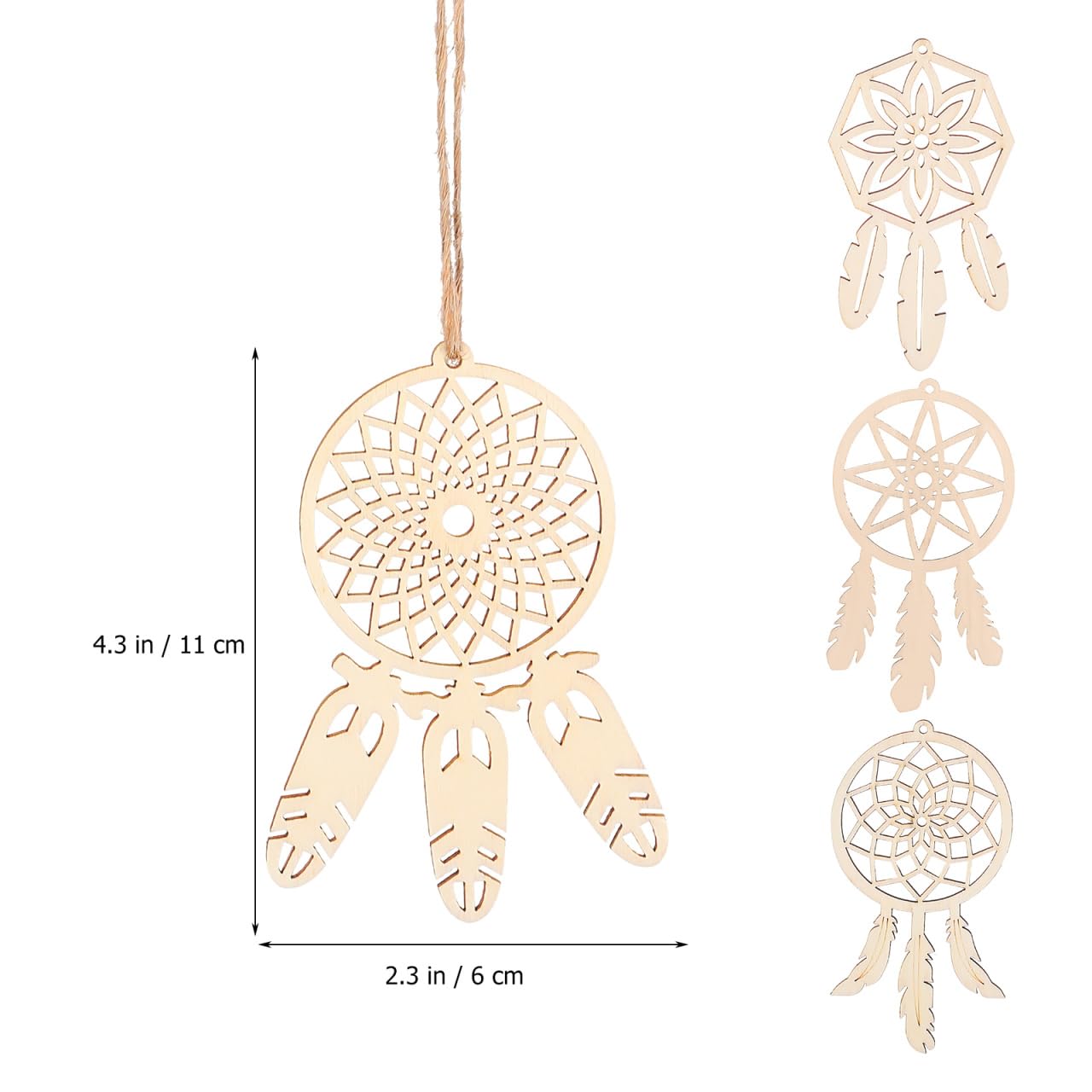 COHEALI 40pcs Wooden Dreamcatcher Arts and Crafts for Dreamcatcher Kit Wood Crafts for DIY Kits Wooden Hanging Ornaments Kit Unfinished Dream Catcher Wood Dream Catcher Paper Cut