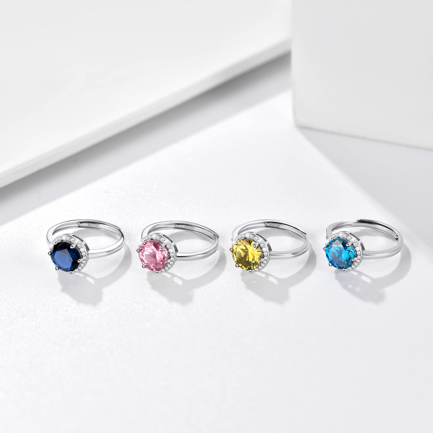 Bestyle S925 Sterling Silver Round Crytsal Rings, Dainty November Critine Crystals Birthstone Rings, Anniversary/Mother’s Day/Birthday Jewelry Gifts for Women Mom/Wife/Sister/Best Friend