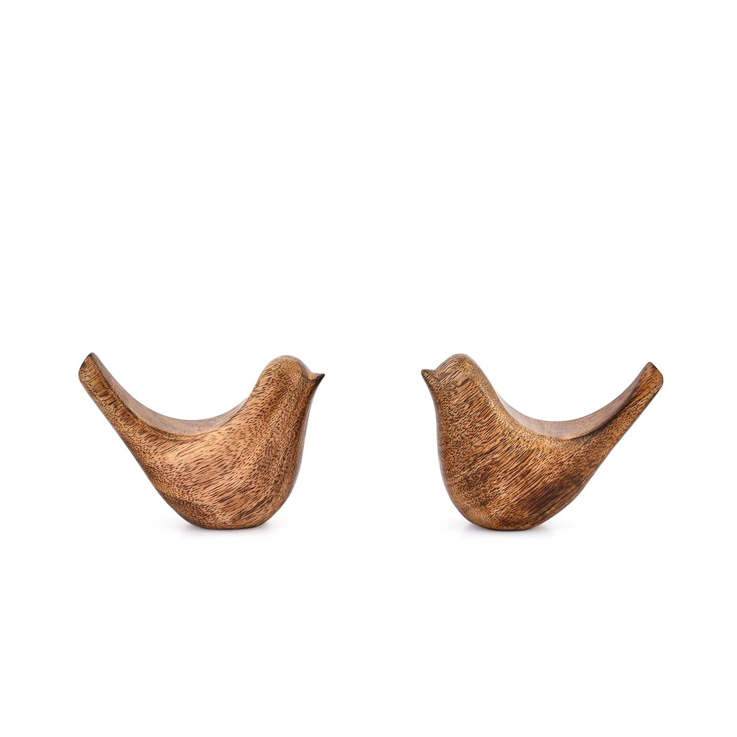 Samhita Statues – Set of 2 Handmade Bird Statues – Rustic Home Décor Gifts for Women, Moms, or Bird Lovers – Natural Wood Carving for Shelf or Table (4.25'' X 2'' X 3'')