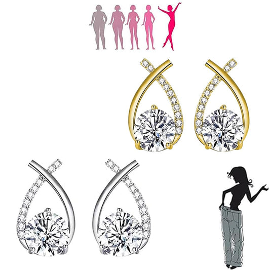 4 Pairs Lymphatic Drainage Slimming Hoop Earrings, Halolux Lymphvity Germanium Earring Acupuncture Therapy Hoop Earrings Fashion Jewelry Gift For Women Men (rhinestones)