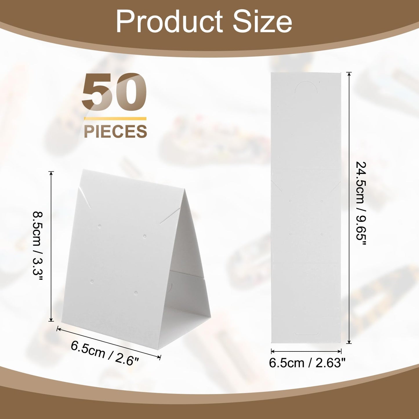 uxcell 50 Pcs Standing Earring Display Cards, Necklace Display Cards Jewelry Paper Bracelet Packaging for Selling Small Business Jewelry Making Keychain, White