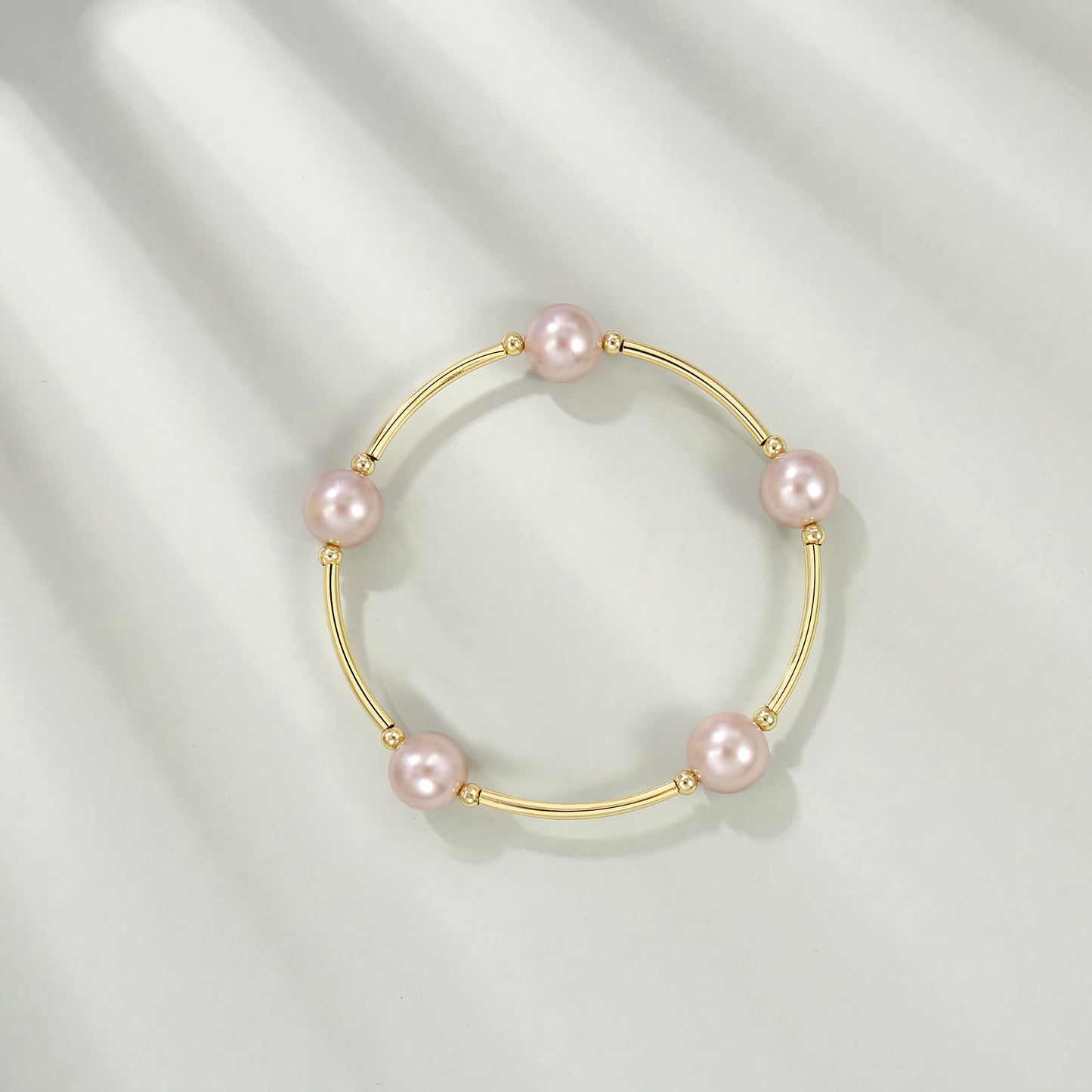 Elegance 11 designs Blessing Bracelet 10mm Crystal Pink Pearl Bracelet Dainty Gold Tube For Women Simple Bridal Gifts For Friends And Loved
