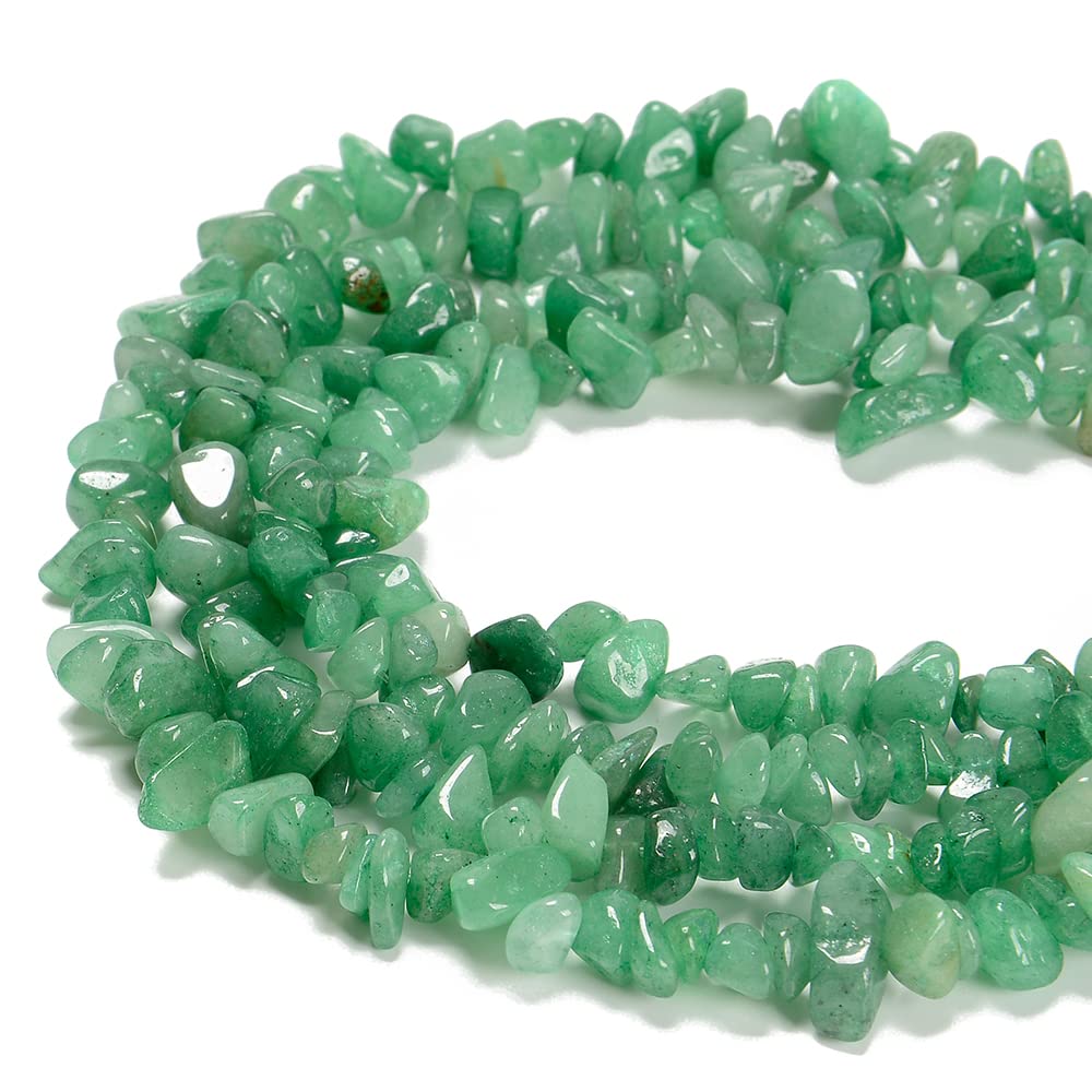 jodaying 7-8mm Natural Green Aventurine Gemstone Chips Healing Gravel Bracelets Necklace Kit Irregular Tumble Stone Beads DIY Crafts Design Jewelry Making 32"