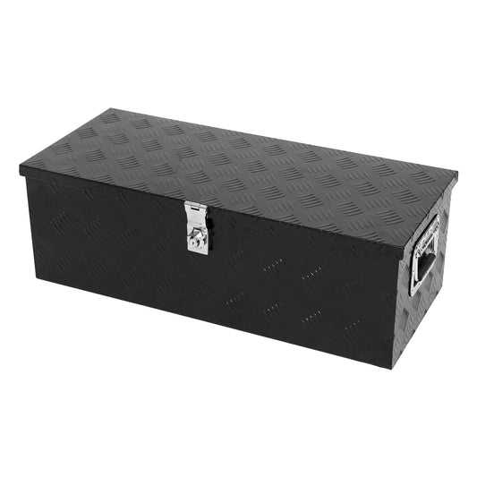 confote 30 Inch Truck Tool Box Aluminum Stripes Truck Bed Tool box for Truck,Pickup,RV,Trailer,Waterproof Storage Organizer with Side-Handles,Lock and Keys-Black