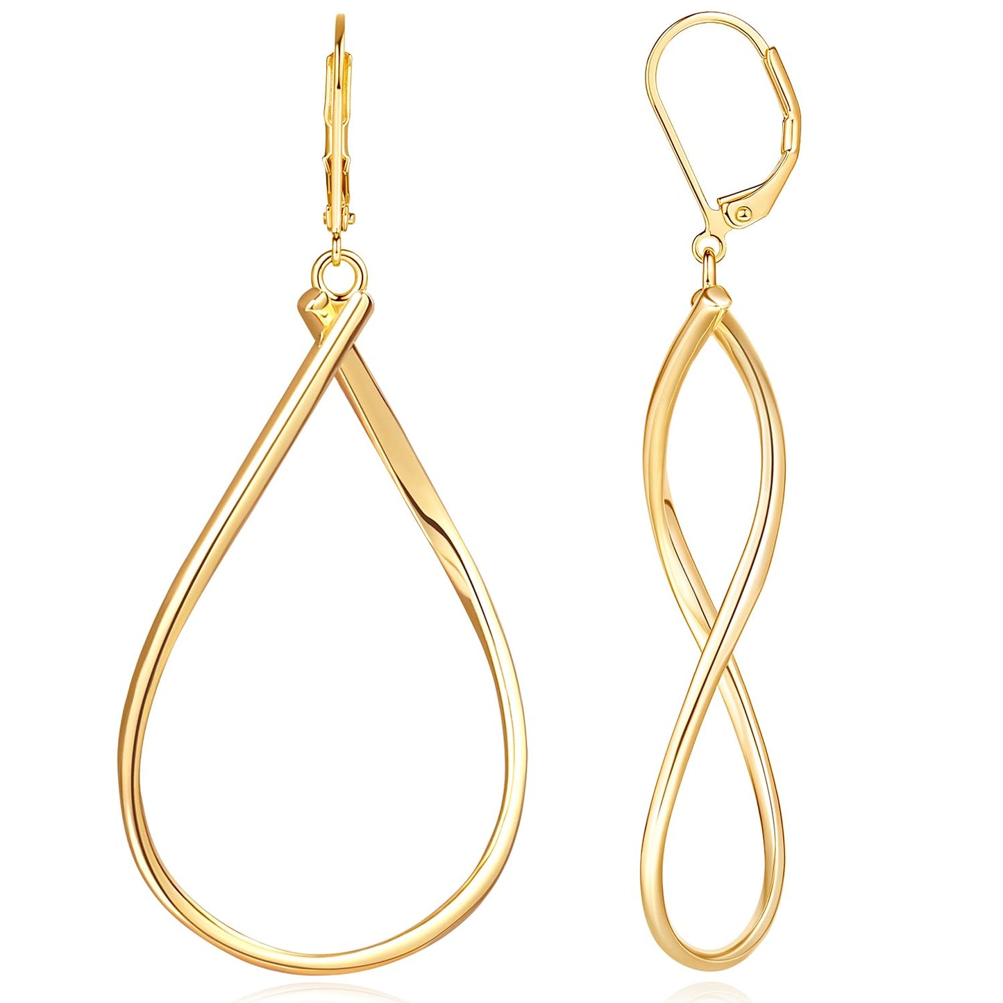Degerde Gold Earrings for Women 14K Gold Hoop Earrings for Women Gold Hoop Dangle Drop Earring for Womens Hoops Twisted Infinity Big Hoops Earring for Womens 50mm