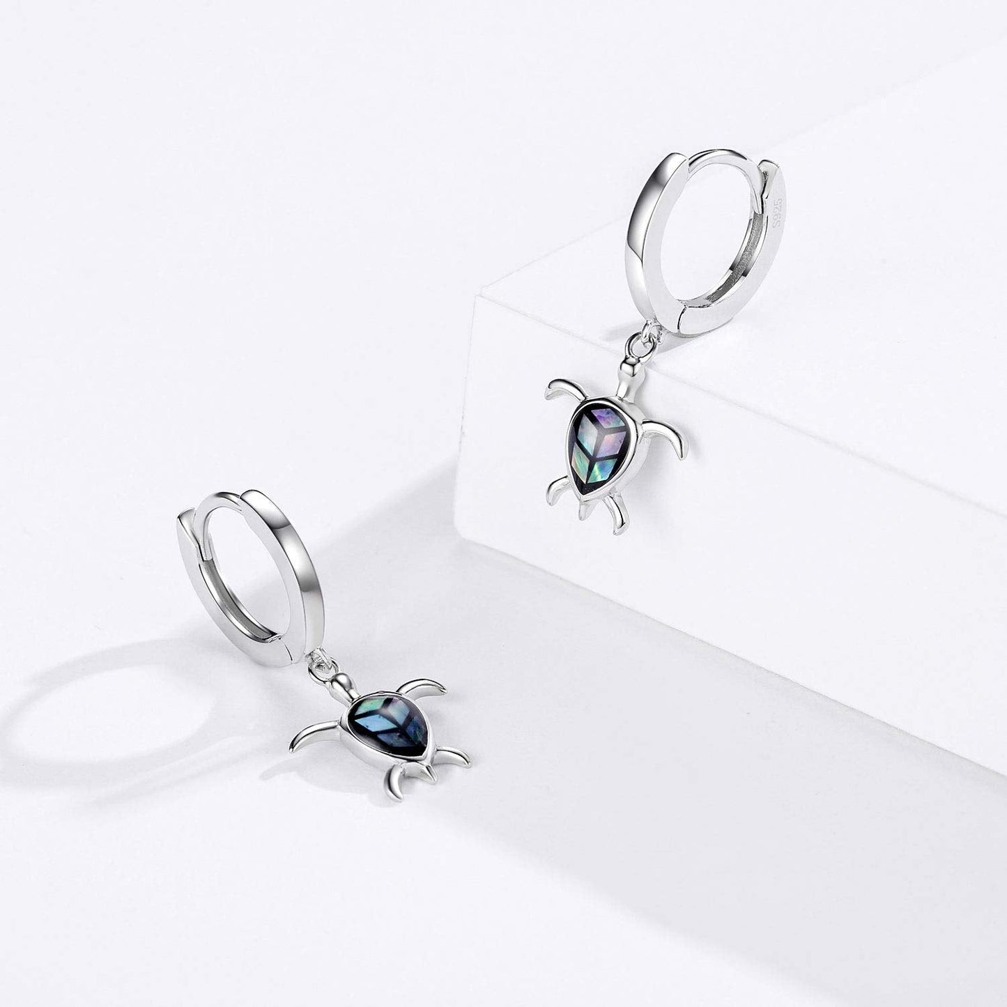 AOVEAO Turtle Earrings S925 Sterling Silver Abalone Sea Turtle for Women Coastal Leverback Drop Dangle Marineflavor Hawaiian Beach Ocean Animal Jewelry Turtles Lovers Gifts for Christmas New Year Valentine's Mother's Day Daily Use for Women Her