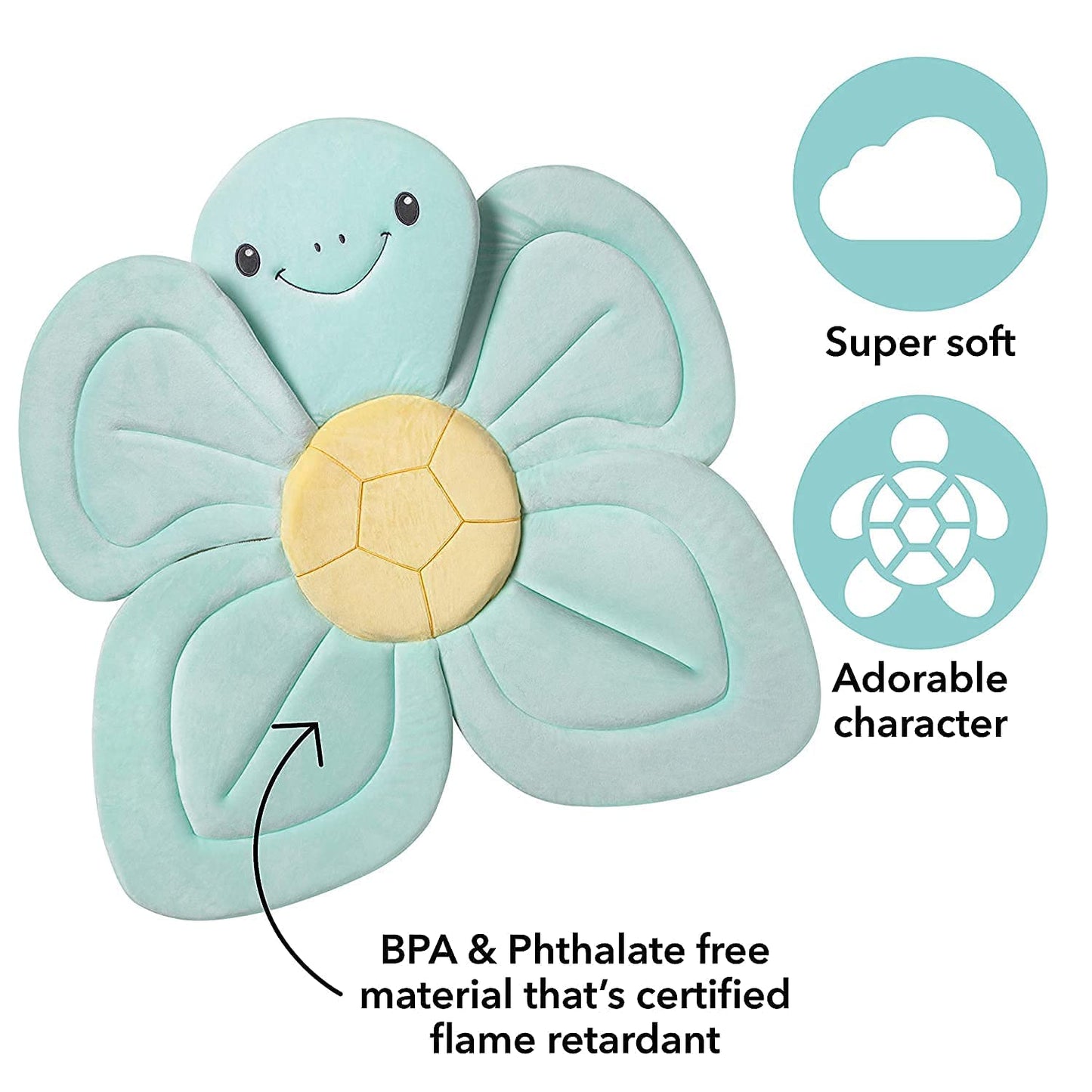 Nuby Turtle Baby Bath Cushion for Bathtub or Sink, Soft and Easy to Dry Fabric, 0-6 Months, Turquoise