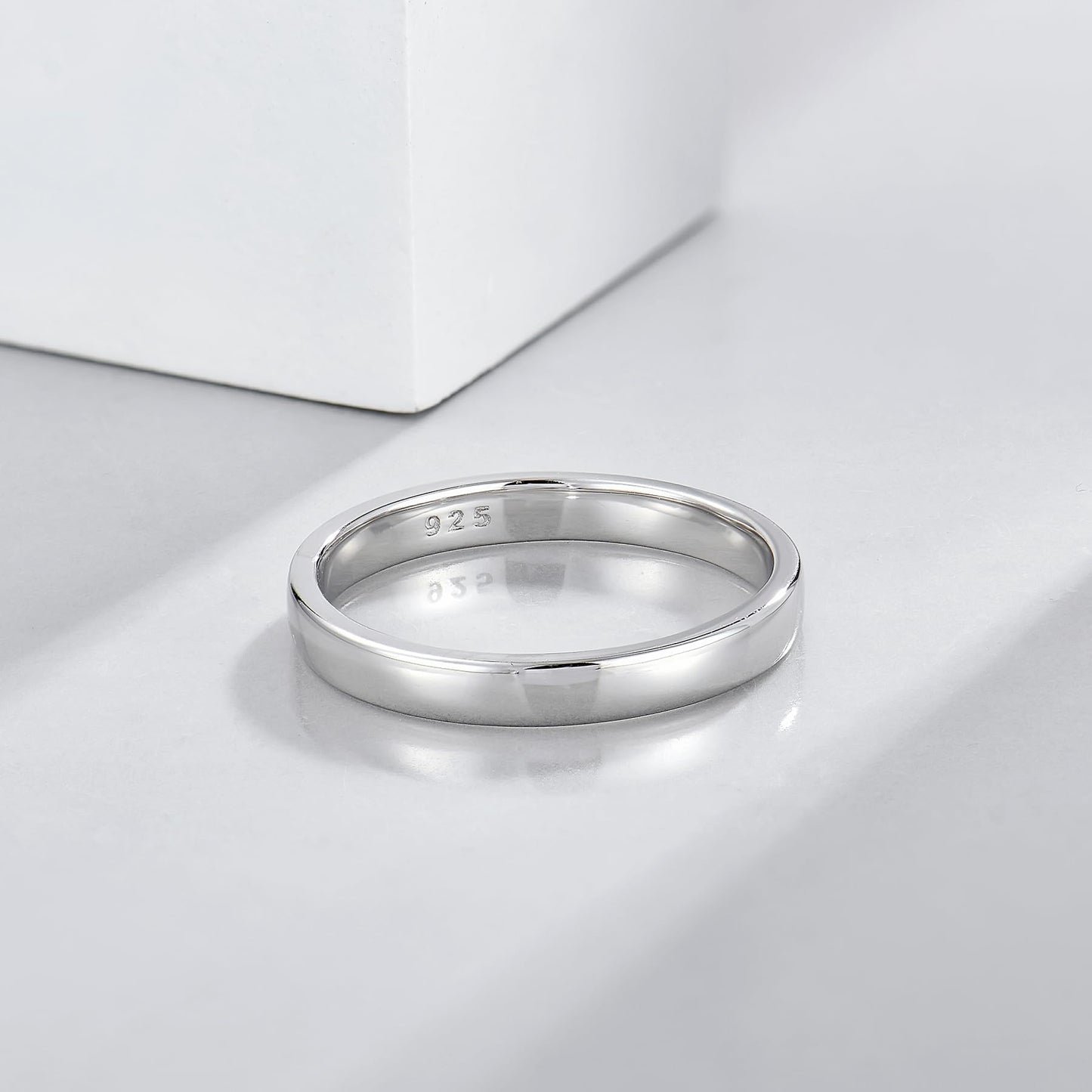 STARCHENIE Solid 925 Sterling Silver 3mm Wedding Band Ring, Comfort Fit High Polish, for Men and Women (Size 6)