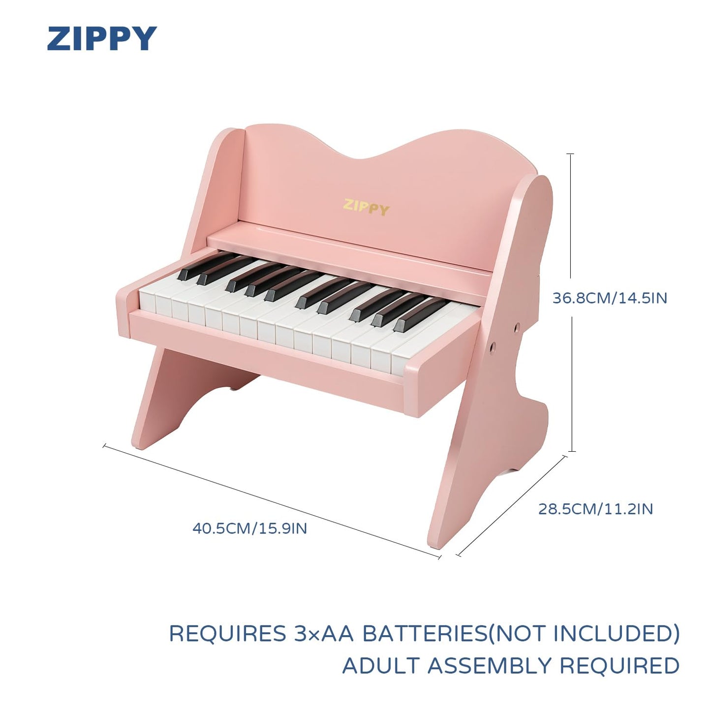 ZIPPY Kids Piano Keyboard, 25 Keys Digital Piano for Kids, Volume Adjustable, Mini Music Educational Instrument Toy, Wood Toy for Toddlers Girls Boys (Pink)