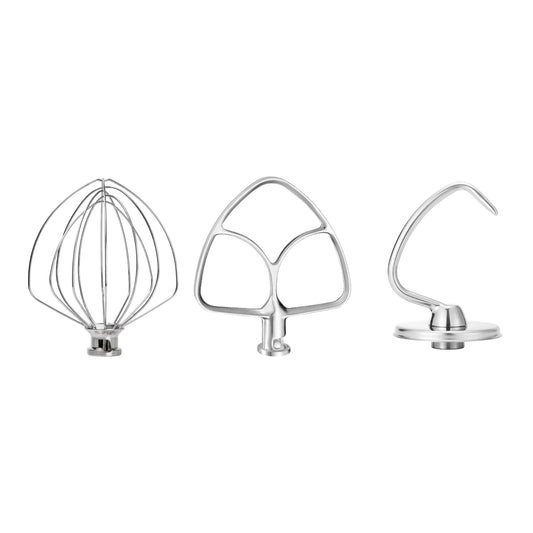 Stainless Steel Accessories for KitchenAid 4.5-5 Qt Tilt-Head Mixer, K45 Whisk, Flat Beater and Dough Hook for 5 Quart Mixing Bowl, Fits KSM45, KSM90, KSM150, Dishwasher Safe, Heavy Duty
