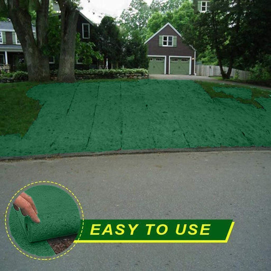 Grass Seed Mat Roll, Biodegradable Lawn Seed Mat,Backyard Plant Growing Grass Seed Germination Blanket, one-Piece Solution-just Water and Grow-not Fake or Artificial Tur, green