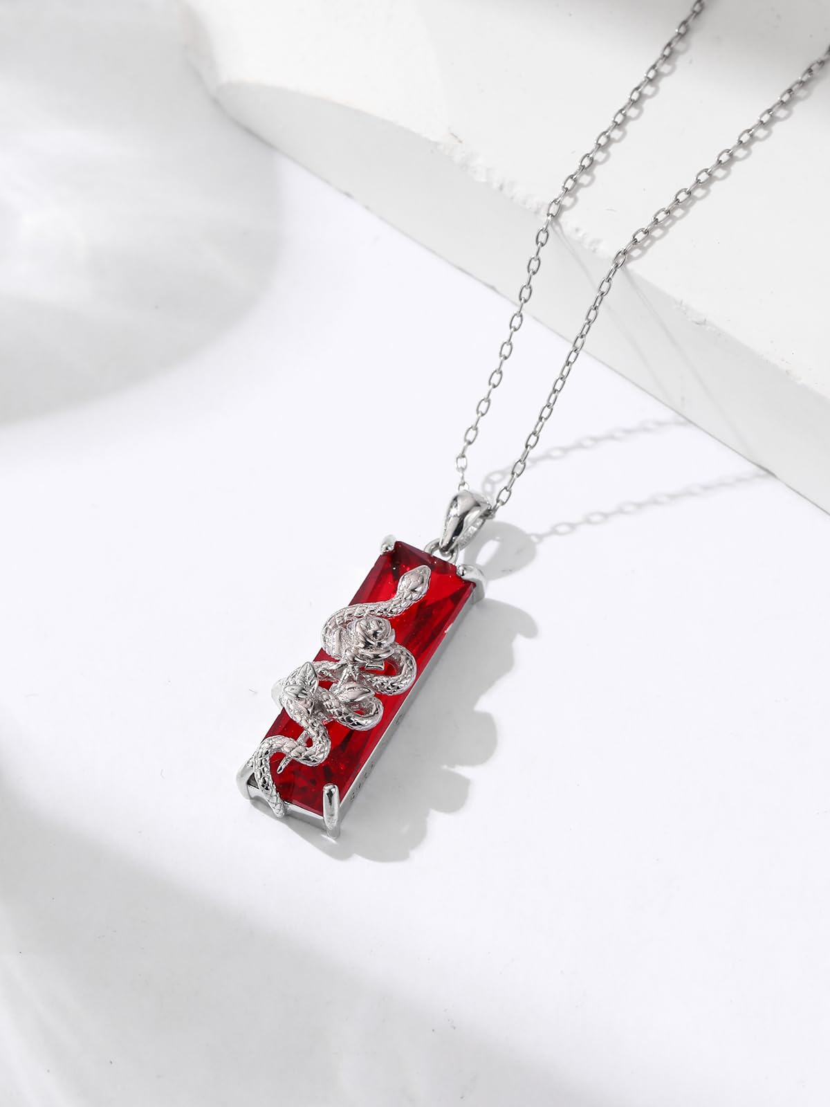 AENEAS Valentines Day Gifts for Women Her Snake Rose Necklace 925 Sterling Silver Red Crystal Pendant Snake Flower Jewelry Gifts for Duaghter Her Wife Women