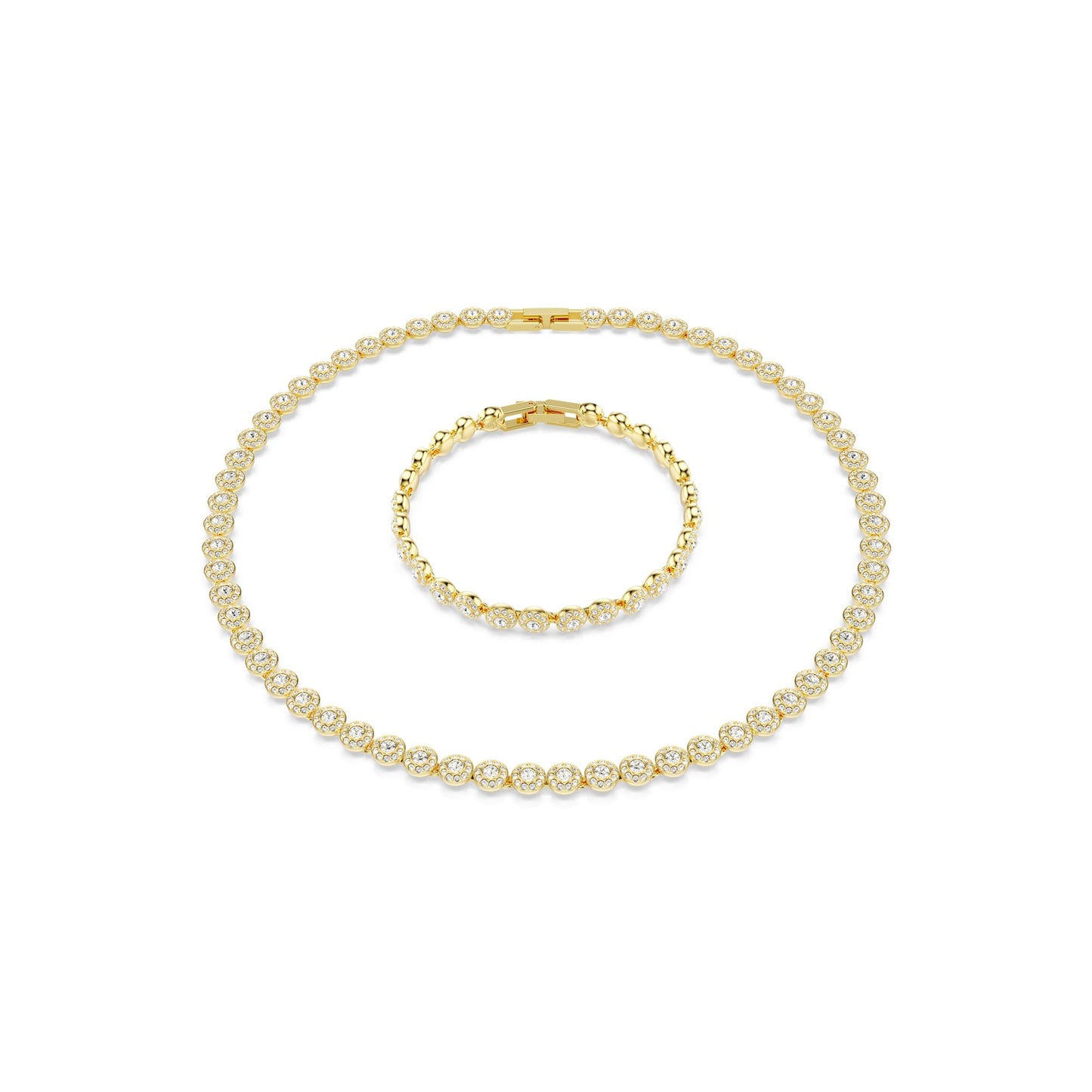 Swarovski Una Angelic set, Round cut, clear, Gold-tone finish