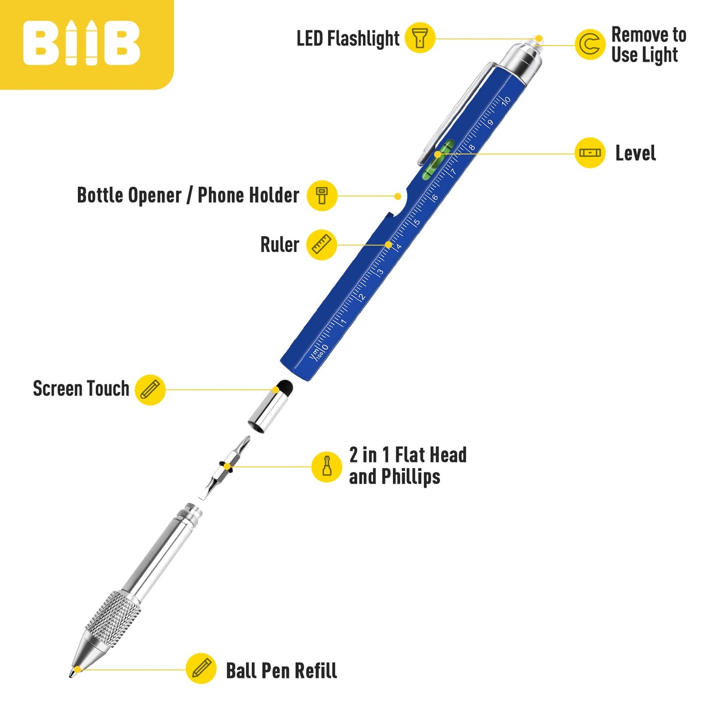 BIIB Fathers Day Gift from Daughter, 9 in 1 Multitool Pen Gifts for Men, Mens Gifts for Fathers Day, Personalized Fathers Day Gift Ideas, Anniversary Birthday Graduation Gifts for Men Him