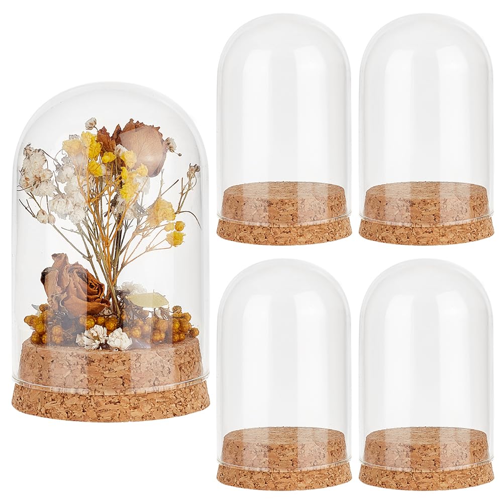 PandaHall 4pcs Glass Display Dome Cloche Bell Jar with Cork Small Glass Bottle Dome Decorative Jar Cloche Display Case for Flower Storage Home Christmas Party Favor Decoration 2.3x3.9inch
