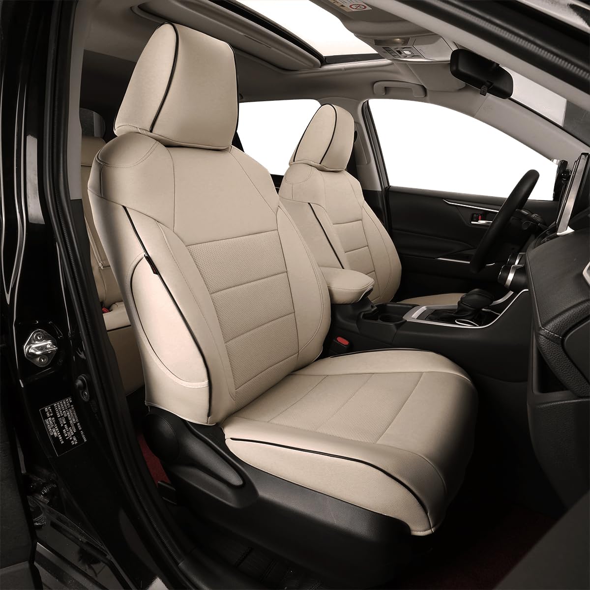 EKR Rav4 Seat Covers Custom Fit for Toyota Rav4 XLE,Platinum,Limited 2013-2018 & SE 2016-2018, Leather Car Seat Cover Full Set for SUV,Faux Leather(Beige)