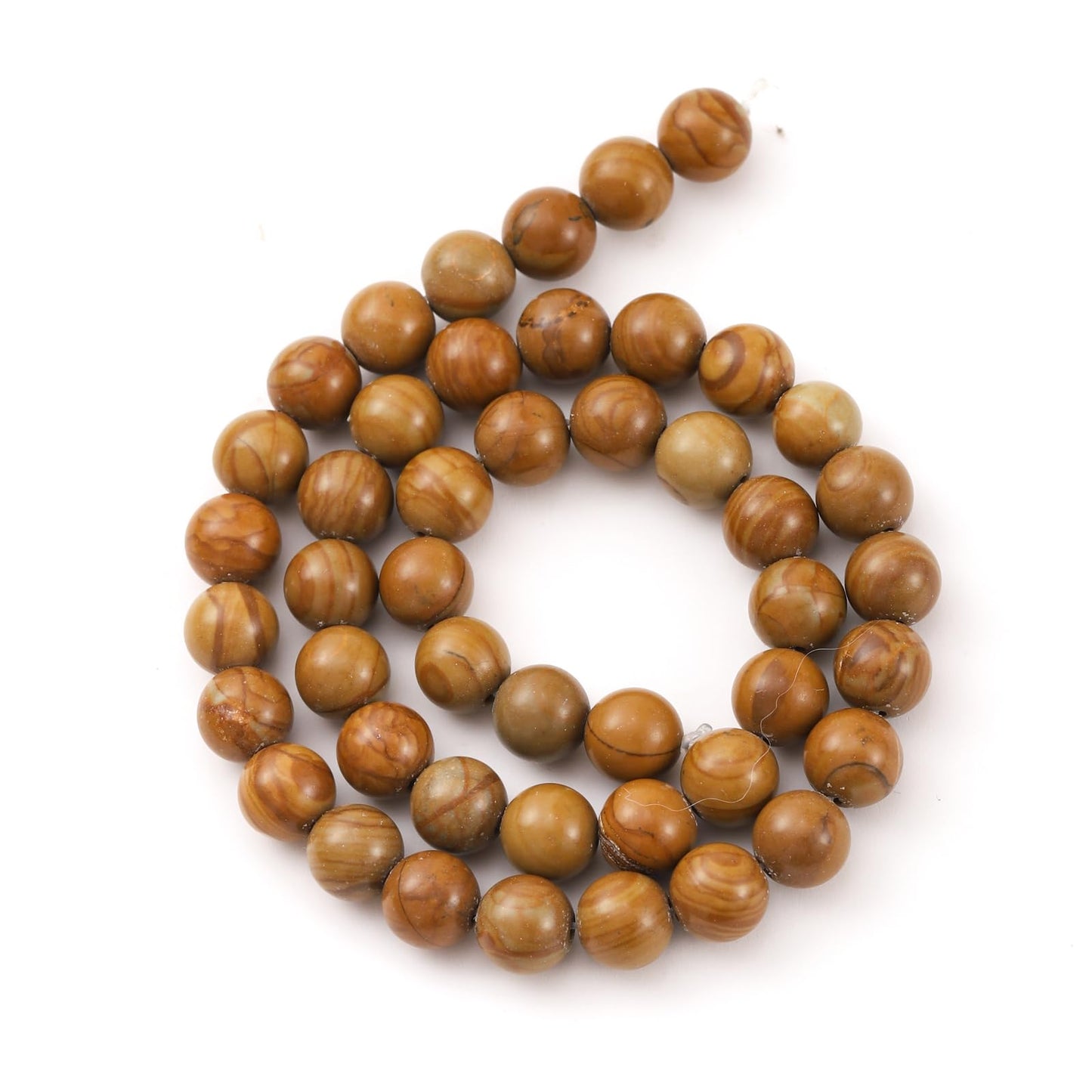 10mm 38pcs DIY Natural Woodgrain Jasper Stone Beads Round Healing Crystal Gemstone Loose Beads for Jewelry Making Handmade Bracelet Necklace