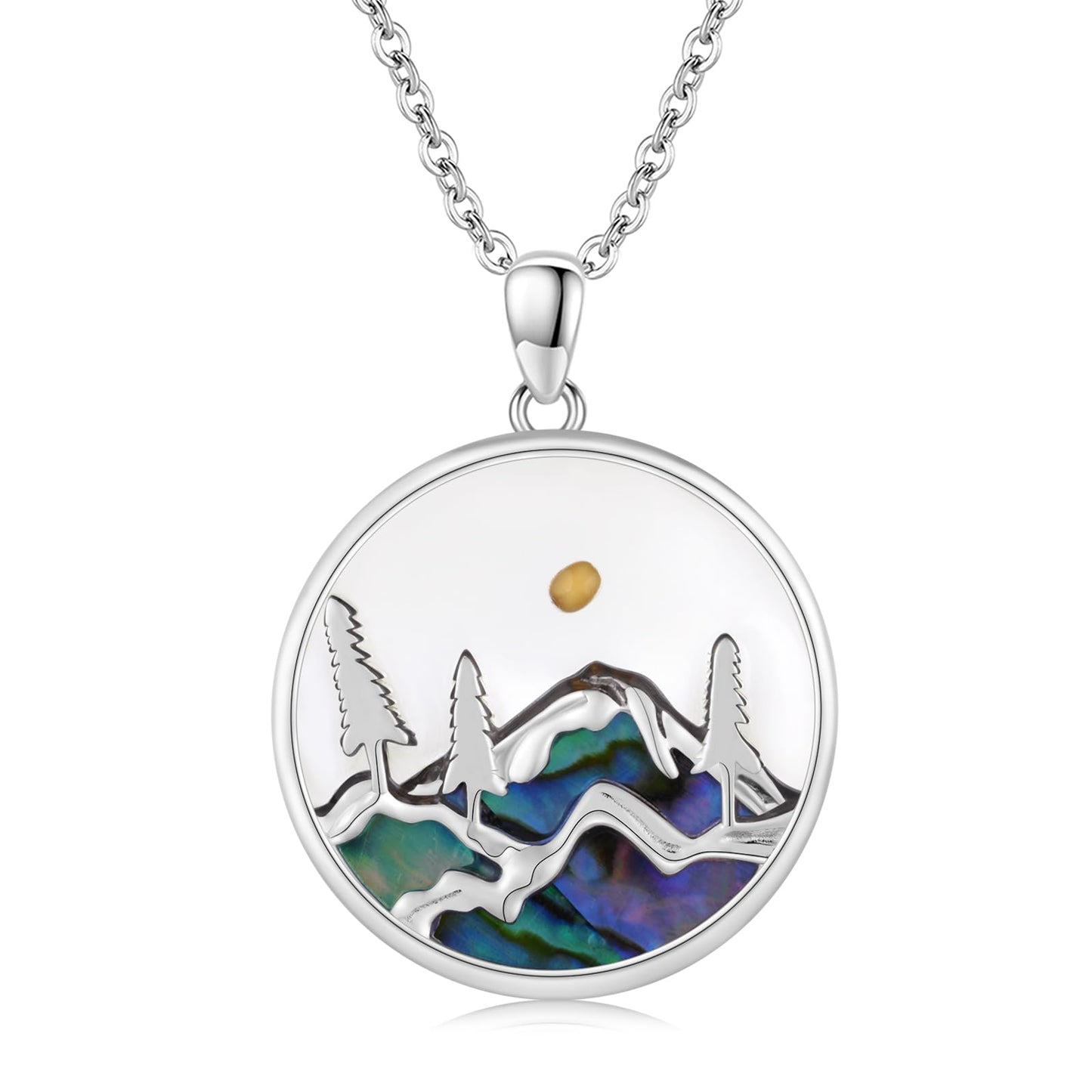 Suiknsn Mountain Necklace 925 Sterling Silver Faith Mustard Seed Pendant Necklace Outdoor Hiking Jewelry Gifts for Women Girlfriend