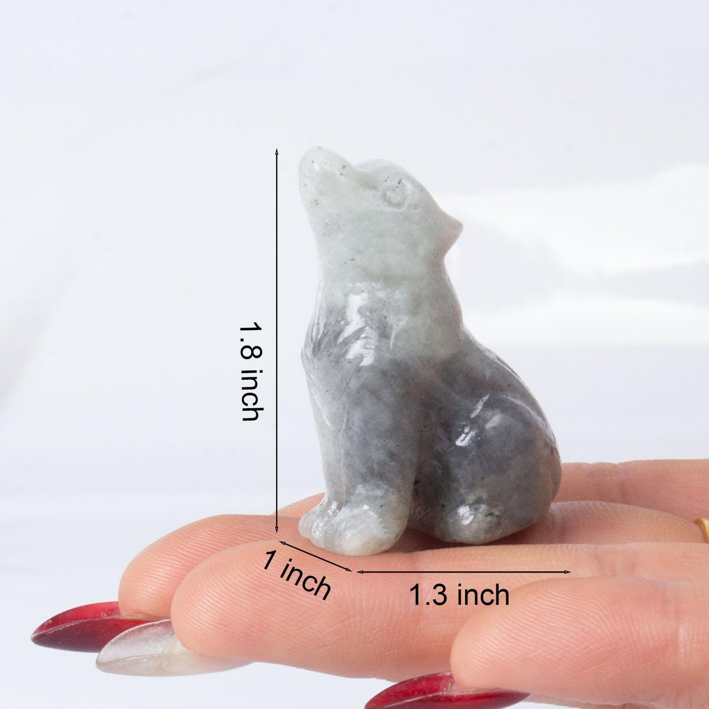 Hguxmcu Labradorite Wolf Figurine,Crystal Carved Statue for Home Office Desk Decor,Hand Carved 1.8 Inch Healing Crystal,Spirit Animal Gift for Wolf Lovers,Good Luck Feng Shui Protection Totem