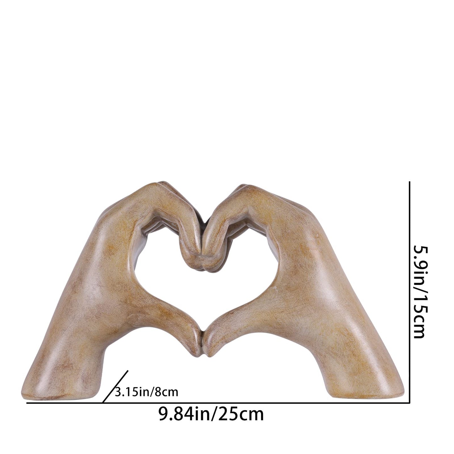 Heart Hand Sculpture, Wood Grain Home Decor Aesthetics for Room Shelf Coffee Table Dining Table Centerpiece, Birthday Gifts and Memorial Gifts for Women, Girlfriend Girls Mom.