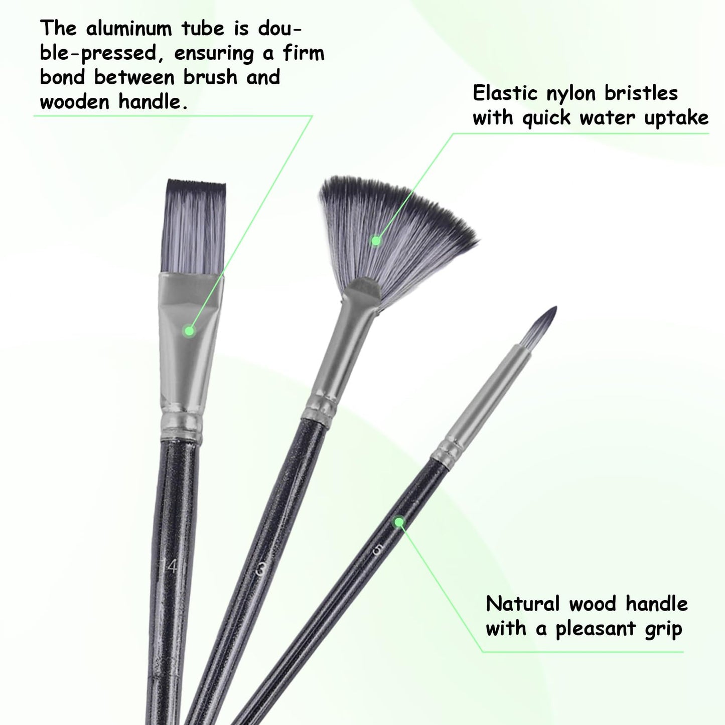 YAMIVO 18 Paint Artist Paint Brushes with Palette Knife, Sponge, Paintbrushes with Organizing Bag for Oil, Acrylic, Watercolor, Gouache, Painting (Black)