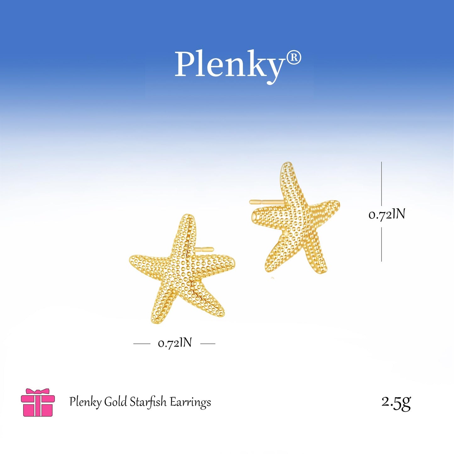 Plenky Gold Earrings for Women- 14K Gold Plated Starfish Earrings Summer Beach Vacation Outfits Trendy Jewelry Gifts