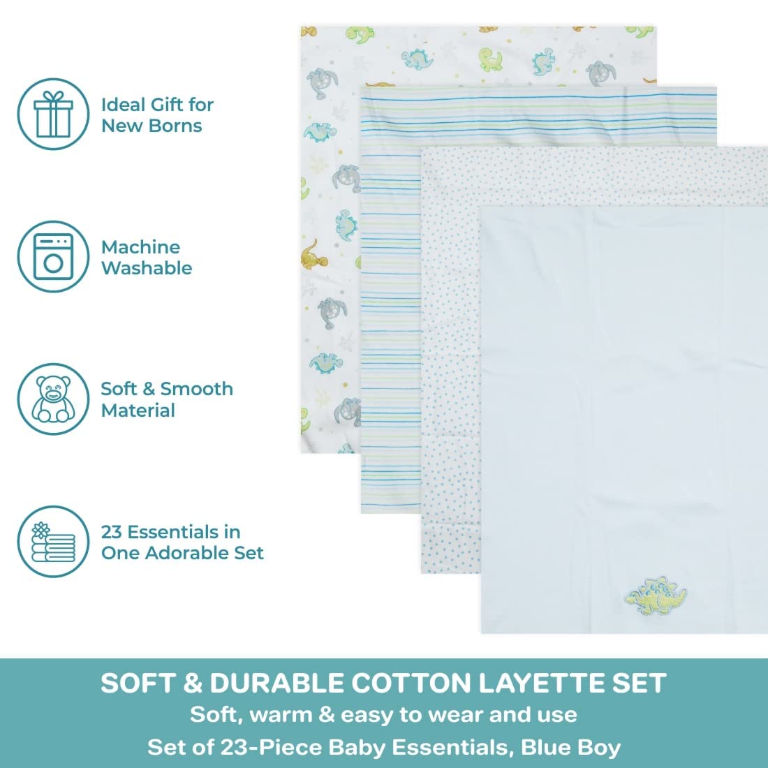 Spasilk 23-Piece Essential Layette Gift Set for Newborns, Clothes for Baby Boys and Girls, Baby Shower Gifts, 0-6 Months