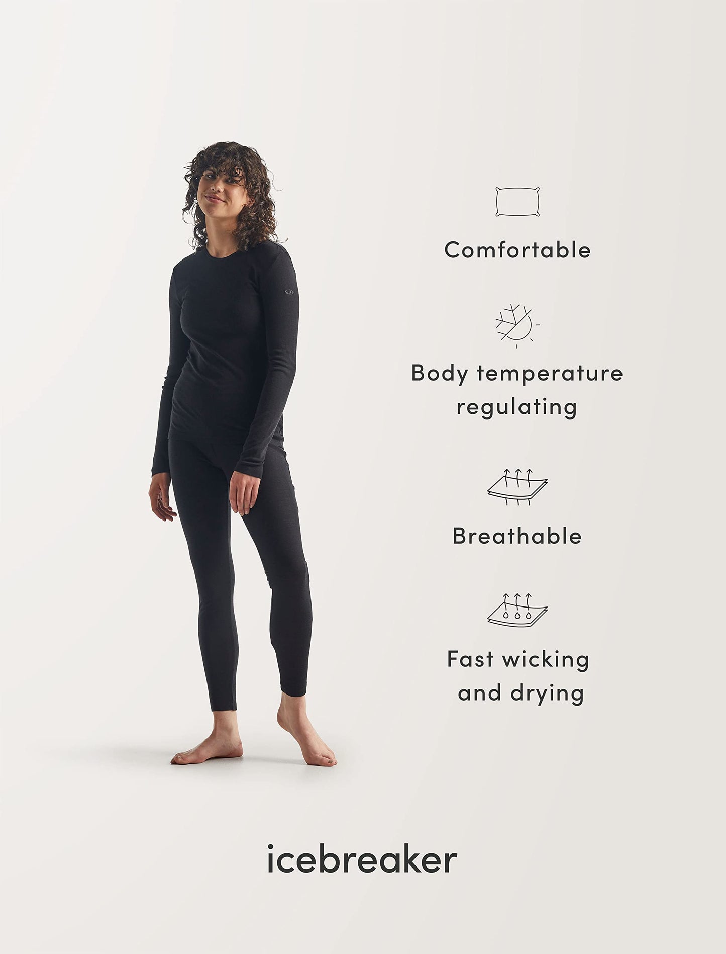 Icebreaker Merino 200 Senebula Women’s Shirts, Long Sleeve Crew, 100% Pure Merino Wool Base Layer - Thermal Shirt for Cold Weather, Feld/Sun, Small