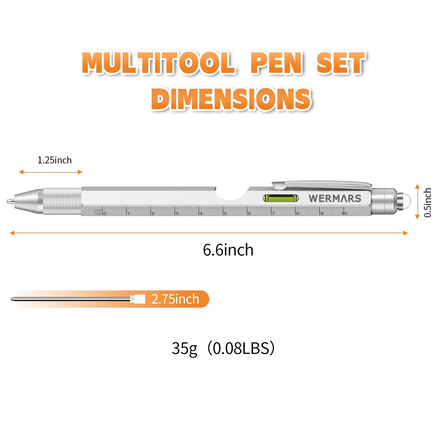 Fathers Day Men Gifts for Him, 9 in 1 Multitool Pen, Birthday Gift for Men Who Have Everything,Fathers Day Dad Gifts for Husband Grandpa Boyfriend,Fathers Day Gift from Daughter (Silver)
