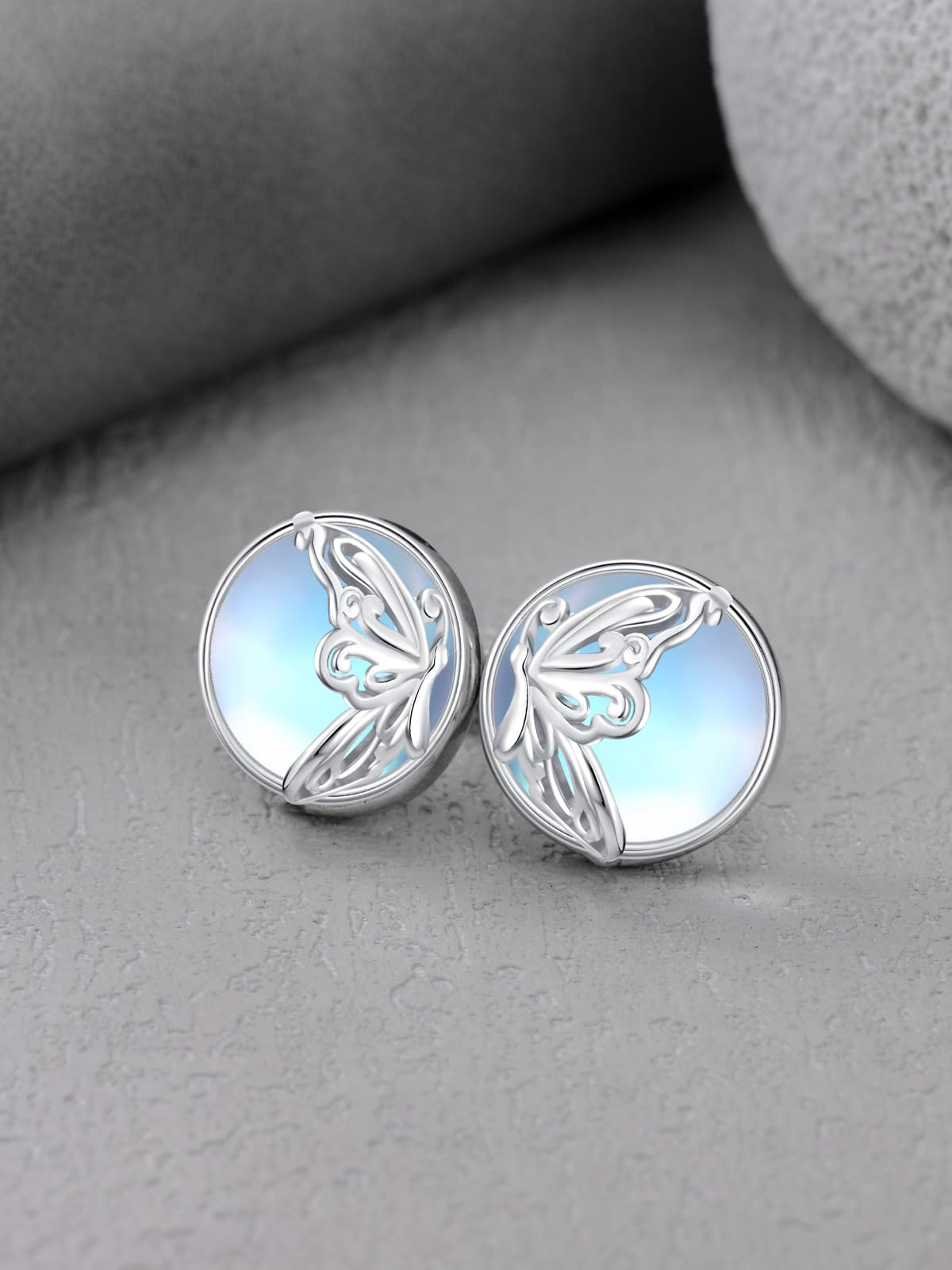 WINNICACA Butterfly Stud Earrings S925 Sterling Silver Moonstone Stud Earrings Butterfly Jewelry for Women Birthday Mothers Day Gifts for Mom Wife