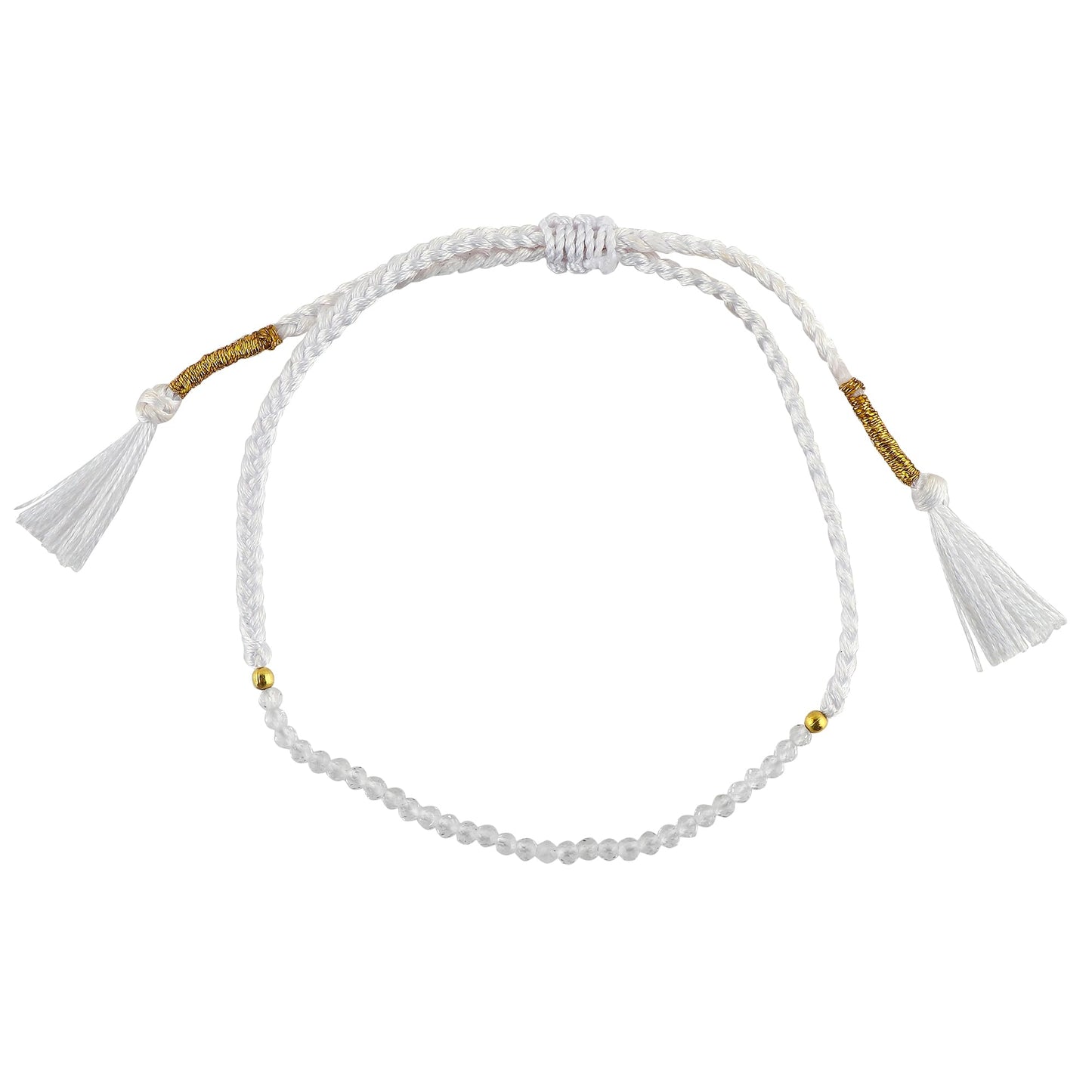 TGH Natural Clear Quartz Beads Braided Bracelet Healing Crystals Birthday Gift for Her Thread Protection Bracelet for Men Women Gemstone Jewelry 7 inch Christmas Gift (Clear Quartz)
