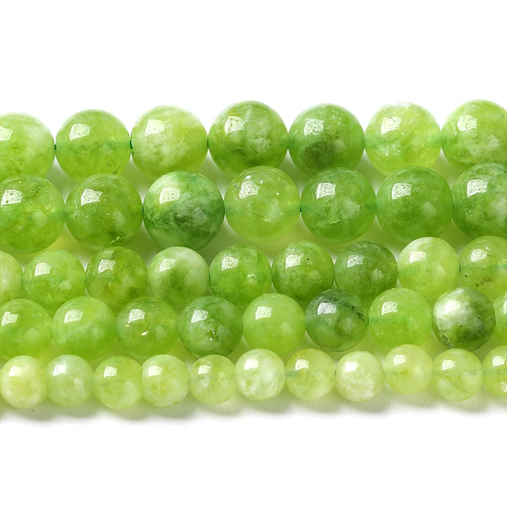 36pcs 10mm Natural Peridot Green Lace Jades Beads Round Loose Spacer Beads for Jewelry Making DIY Bracelets Crystal Energy Healing Power Stone 15 Inch(10mm, Green Peridot Jade)