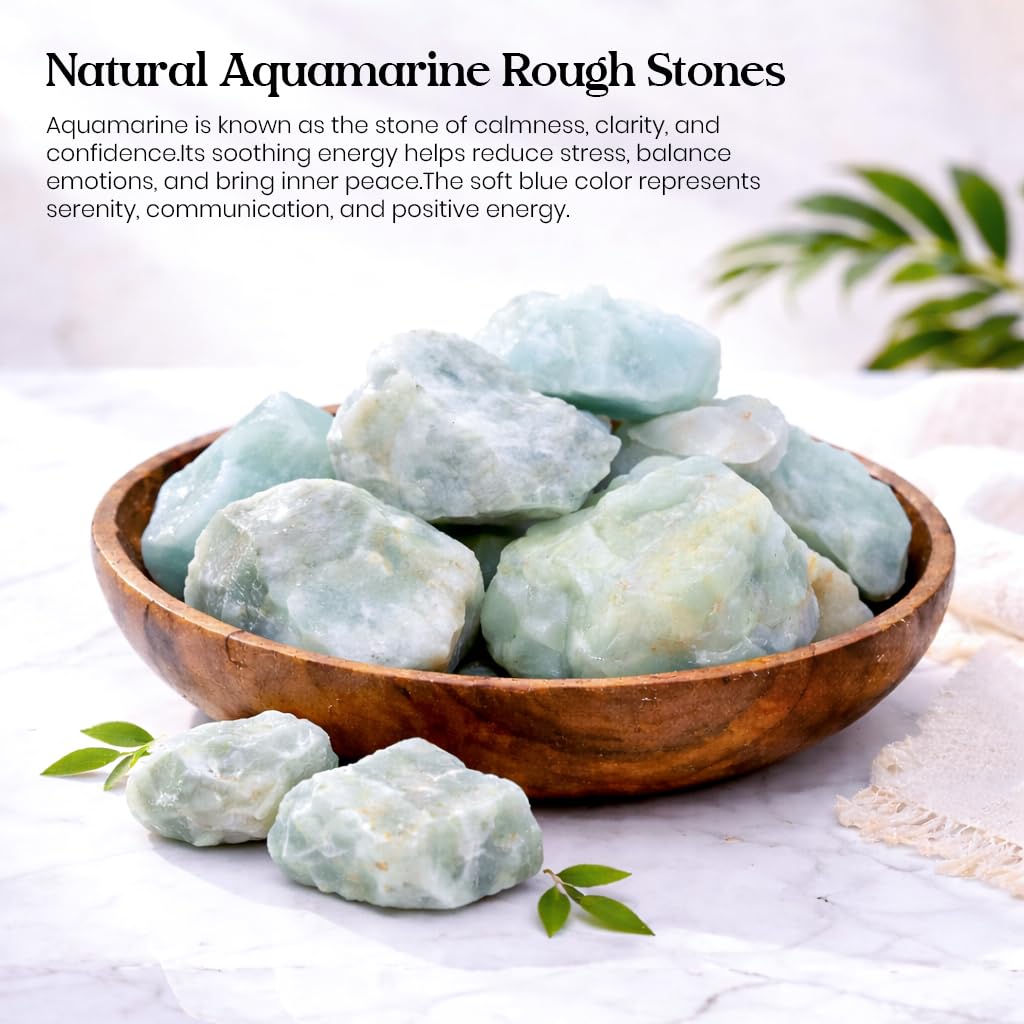 Crocon 1/4 LB Aquamarine Rough Bulk Natural Stone Raw Gemstone Tumbling Cabbing PolishingMining Chakra Balancing Reiki Healing Good Luck Home Office Decor