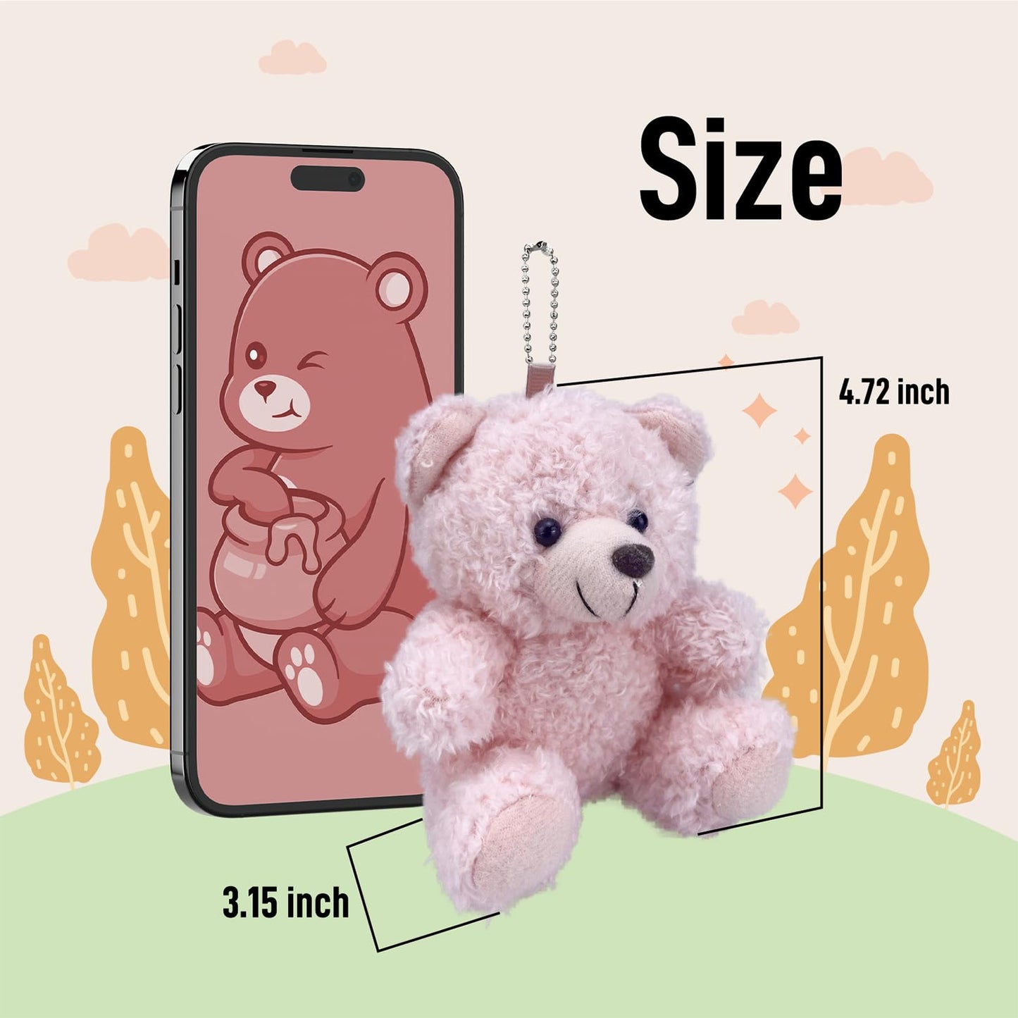 YJUBAOA 12 Pieces Mini Plush Teddy Bear Bulk,4 inch Small Stuffed Animal Toy, Soft Little Plush Bears for DIY Keychain Baby Shower Party Favors Keychain Bag Charm Supplies (White)