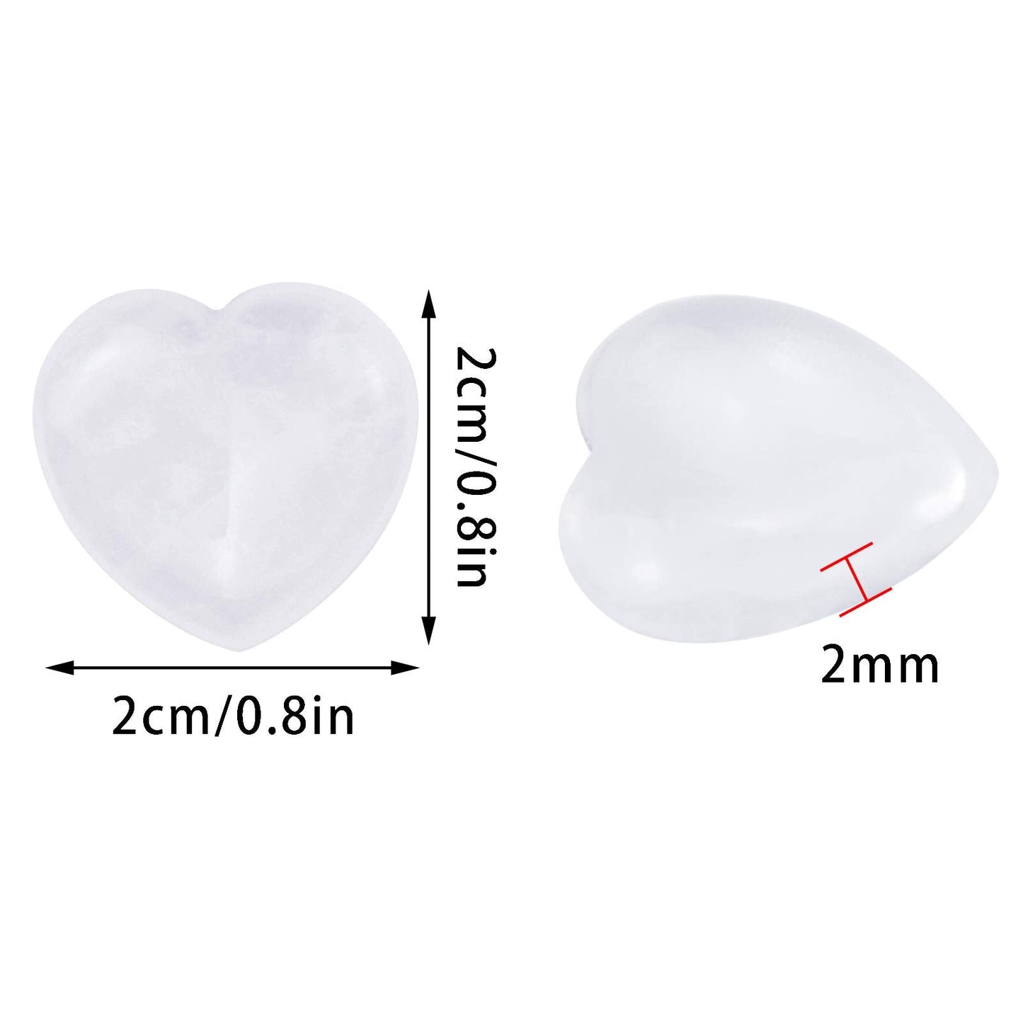 Marrywindix 15 Packs 0.8 Inch Healing Crystal Natural White Crystal Heart Love Carved Palm Worry Stone Chakra Reiki Balancing