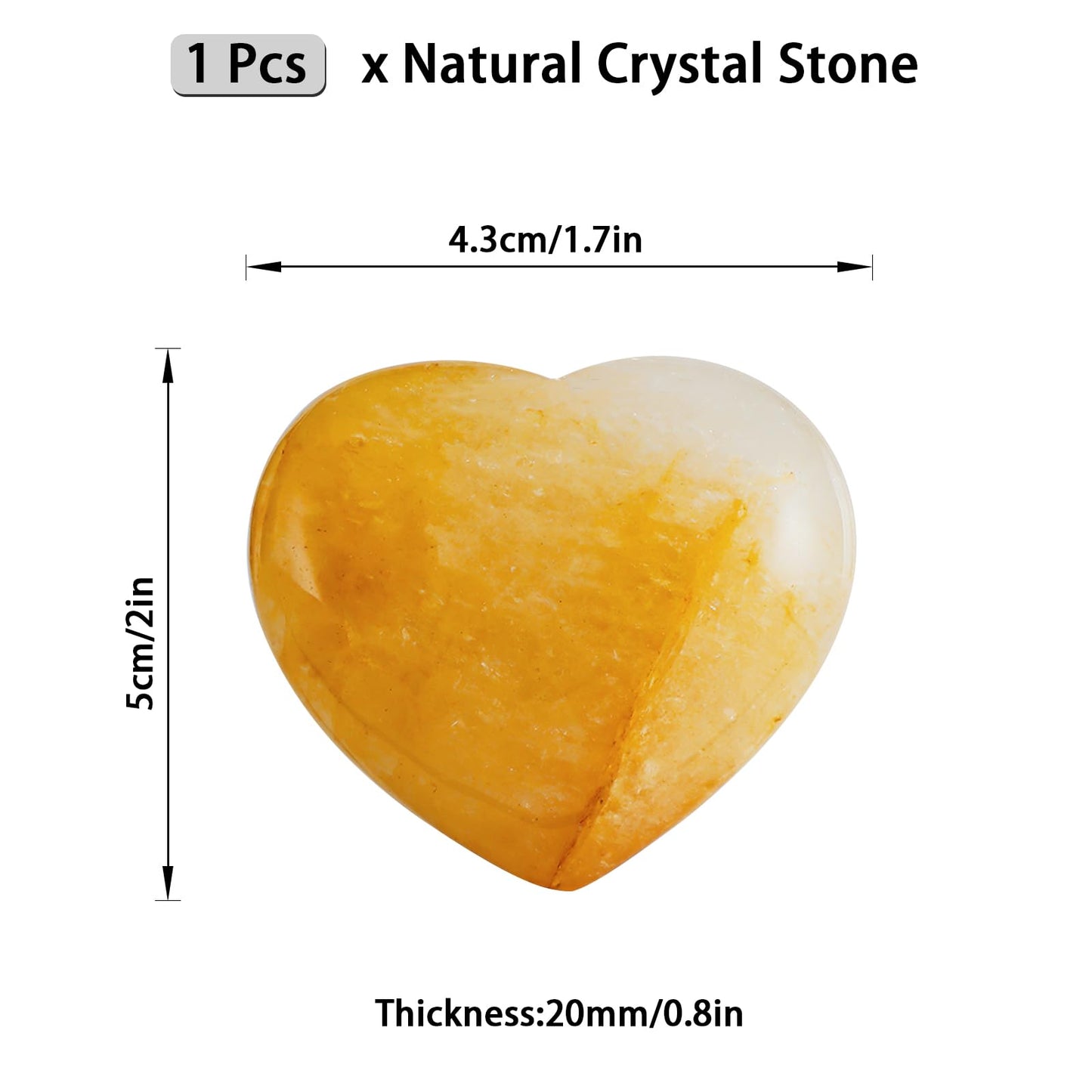 LEADGEM Citrine Crystal Heart Worry Stone for Anxiety Healing Crystals 2Inches Gemstone Heart Shaped Stone for Love,Meditation & Home Decor,Gift for Loved Ones