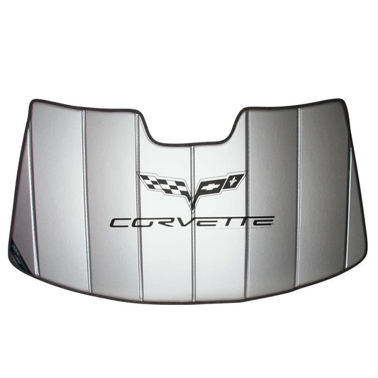 Custom Fit C6 Corvette Windshield Sunshade for 2005-2013 Corvette, Grand Sport, Z06, ZR1 – SR1 Performance Insulated Foldable Accordion Style Silver Sun Shade – Blocks UV Rays & Keeps Interior Cool