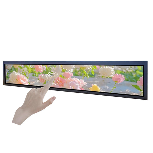 VSDISPLAY 24 Inch Touch Screen 1920x360 IPS Monitor Android 11 Stretched Bar LCD Auto Copy Autoplay as Extra Advertising Display,Supports USB/SD Input