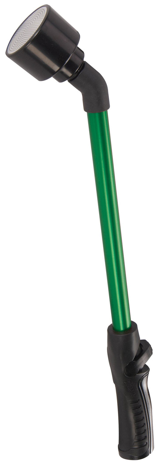 Dramm Rain Wand with One Touch Thumb Valve – Gentle Full Flow Shower Head Watering Wand for Garden Hose, Aluminum Construction – 16 Inch – Green