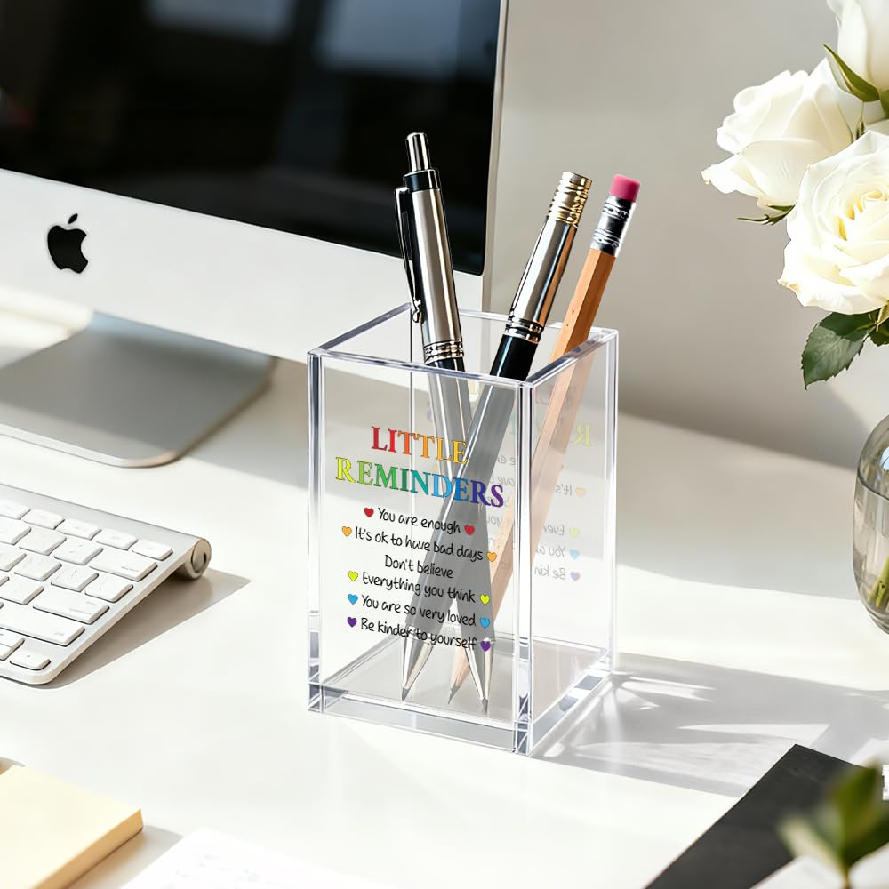 Gkodw Little Reminders Pen Holder Cosmetic Organizer, Fun Self Love Pen Pencil Holders for Desk, Appreciation Little Reminders Desk Accessories, Home Office Gifts Organizer for Daughter Son Therapist
