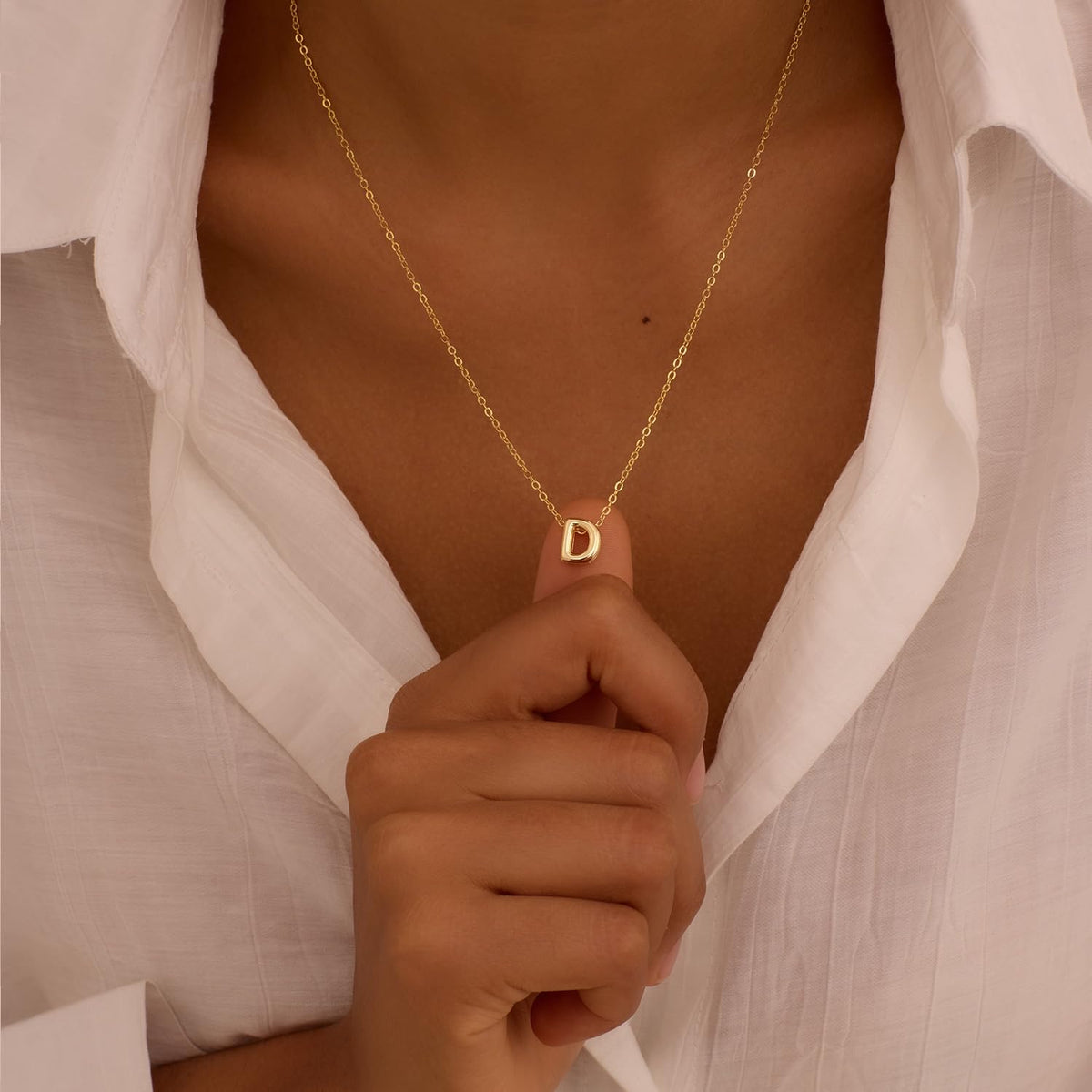 CUEZIY 14K Gold Plated Bubble Letter Necklace Initial Necklaces for Women Dainty Personalized Charm Pendant Name Necklace Cute Non Tarnish Fashion Accessories Teen Gift Trendy Stuff Jewelry Gifts