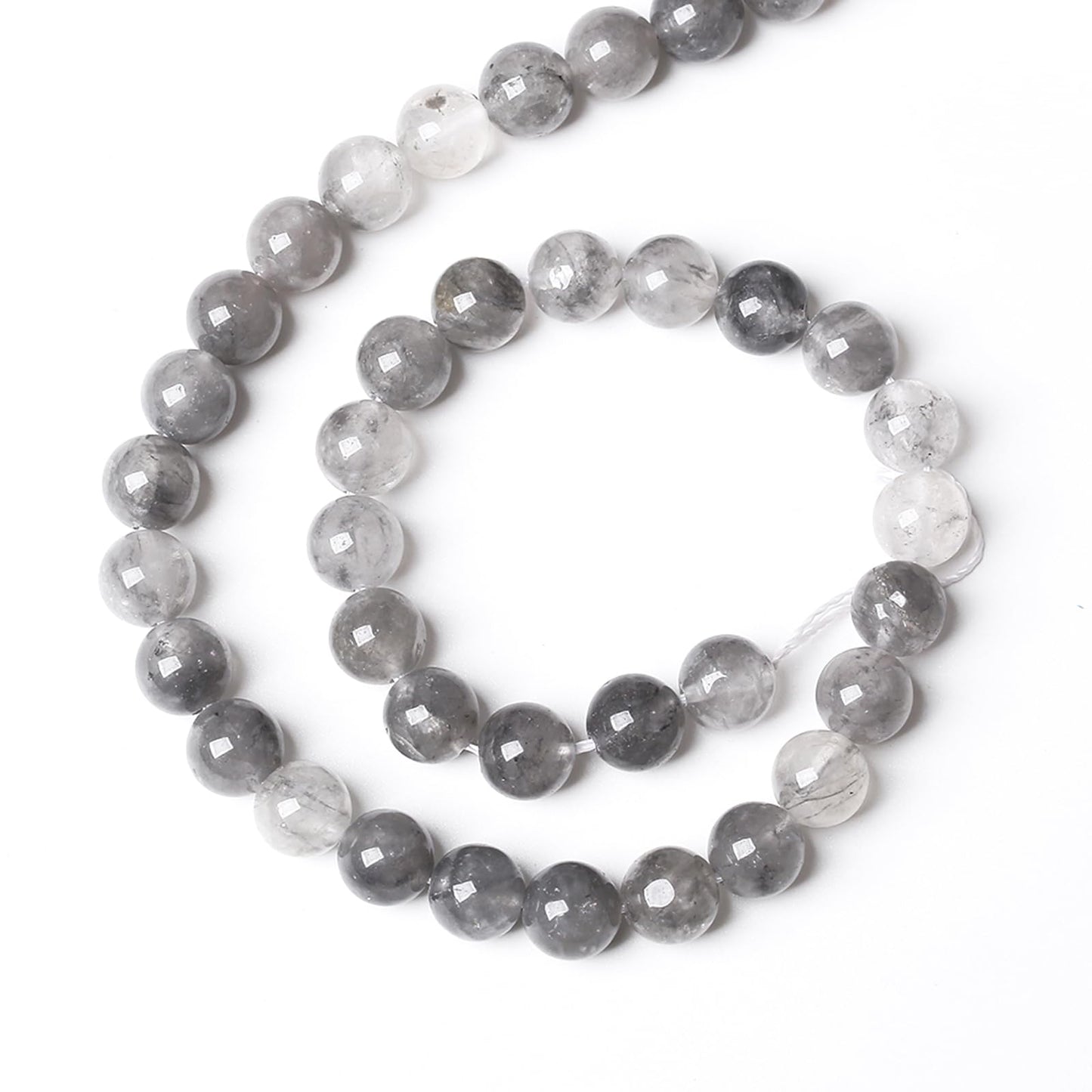 32pcs 12mm Natural Grey Cloud Crystal Stone Beads for Jewelry Making Energy Healing Power Stone Beads DIY Bracelet Necklace Accessories 15" (12mm, Grey Cloud Crystal)