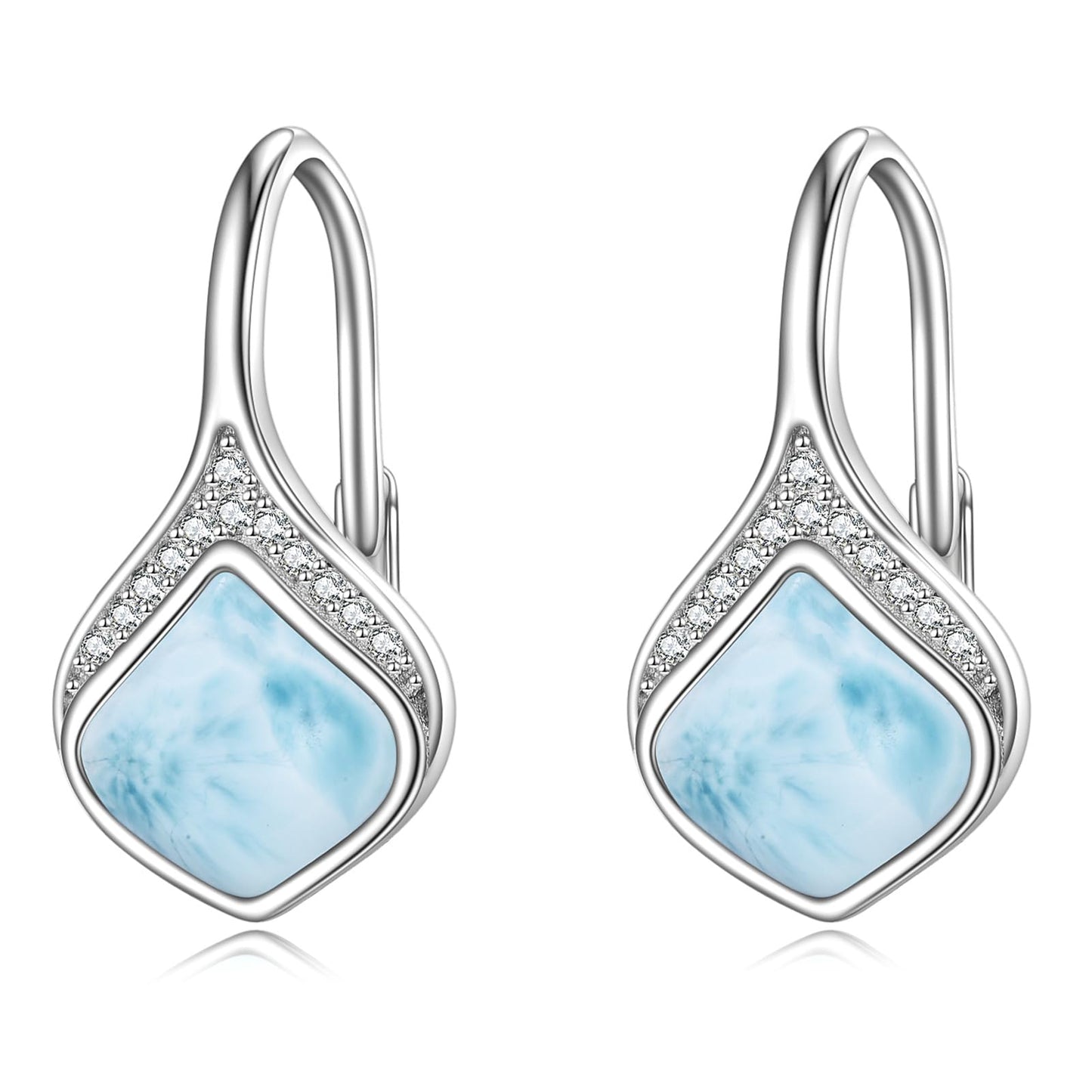Larimar Jewelry Drop Earrings Sterling Silver Larimar Teardrop Earrings Natural Gemstone Dangle Earrings Jewelry Christmas Gifts For Women