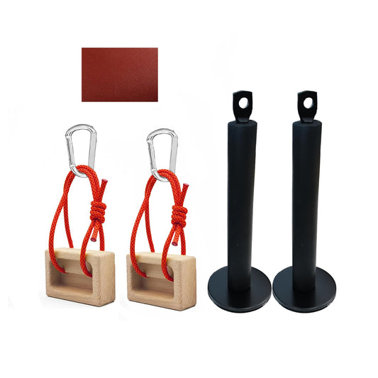 Wshxjzyay Portable Hangboard, Climbing Hangboard, Dual-Pocket Grip Blocks for Finger Strength, Power, and Forearm Training, Adjustable Rope and Metal Clips Included