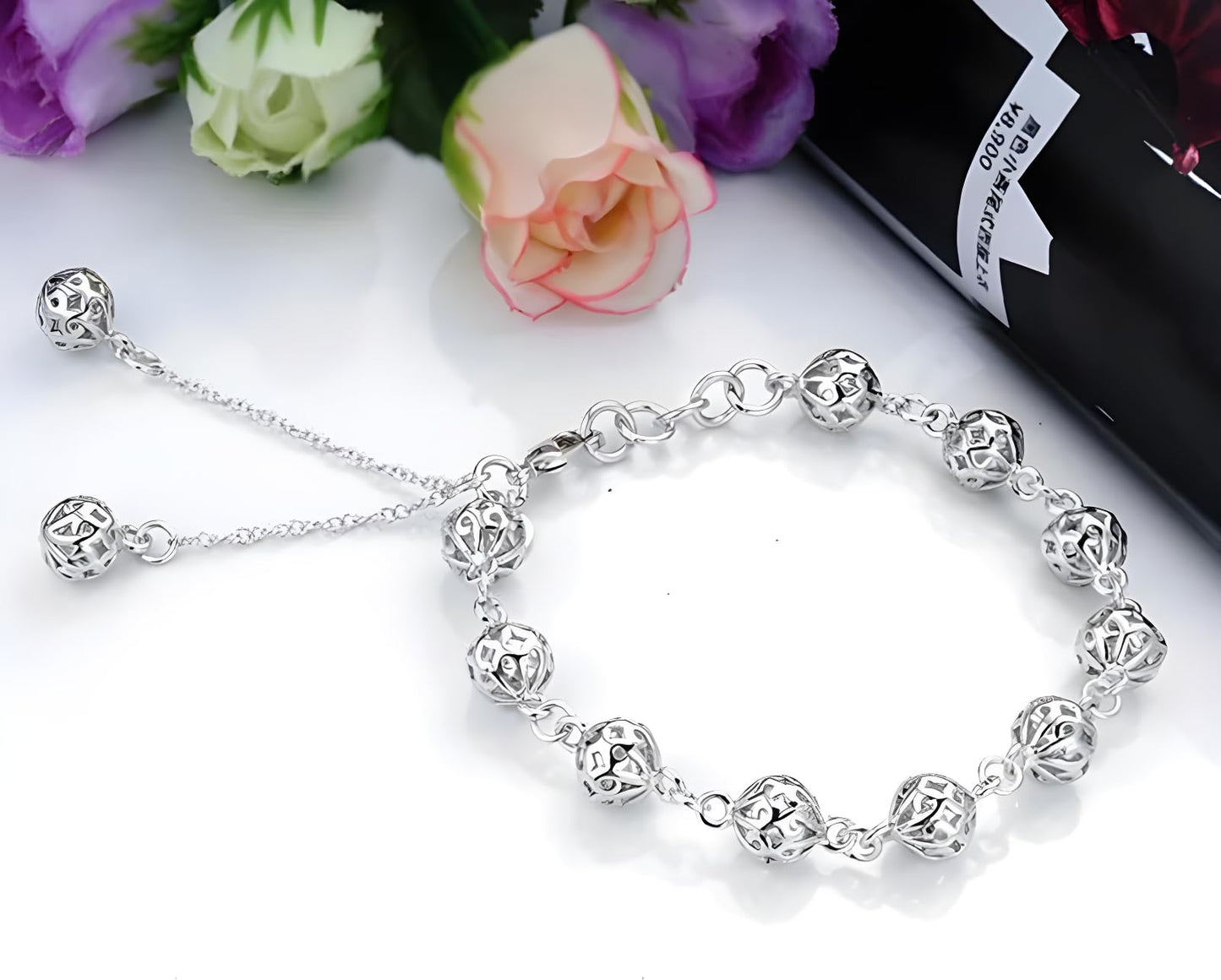 OSIRIDEH2 Bell Bracelet 925 Sterling Silver Bells Sounds Bead Chain Bracelet for Women Wedding Engagement Party Jewelry Jingling Bracelets (bracelet) (bell bracelet-1)