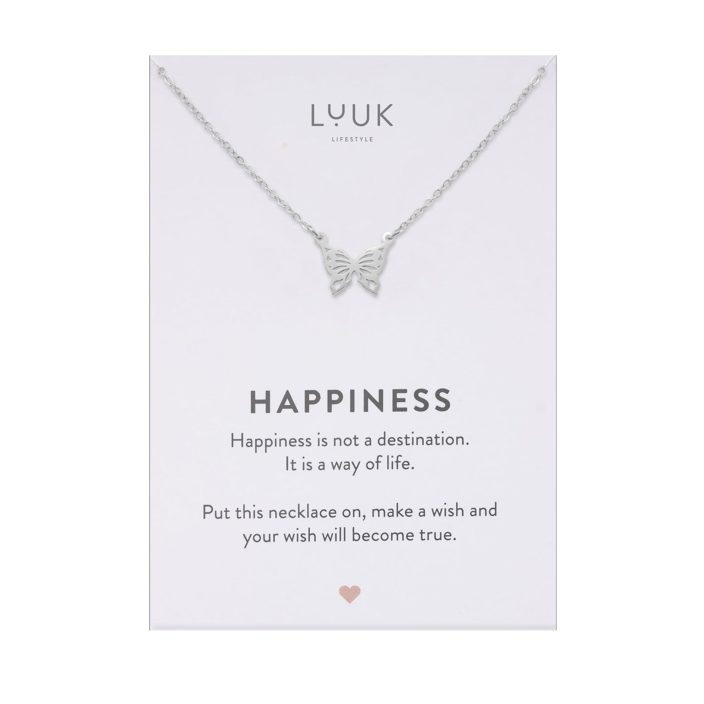 LUUK LIFESTYLE 14k Silver Plated Cute Butterfly pendant necklace, Stainless steel, 19in adjustable waterproof thin sturdy chain, dainty modern trendy aesthetic simple, gift holiday (with Gift Card)