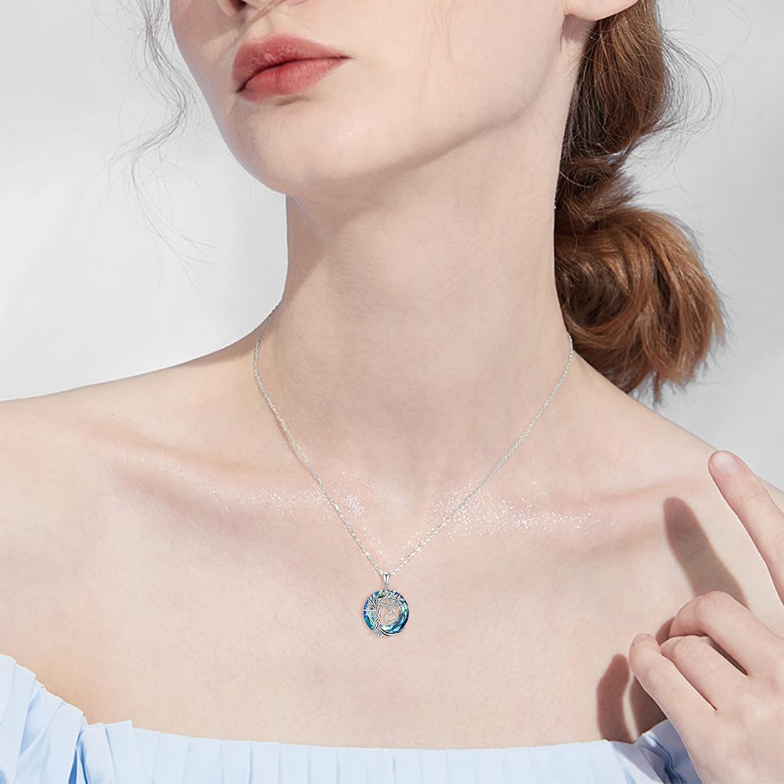 TOUPOP Tree of Life Initial Necklace Gifts for Women Sterling Silver Initial C Letter Jewelry Irish Crystal Pendant Birthday Gifts for Women Her Mom Wife Daughter