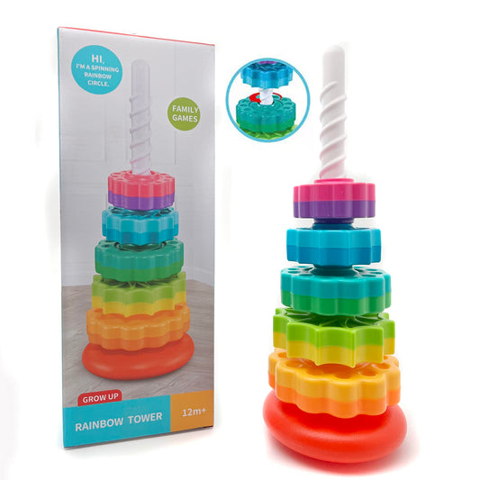 LUCKFUTURE Spinning Stacking Toys, Educational Toddler Toy Stacking Rings Baby Toys, Montessori Toy for Girls and Boys, Spin Gears Christmas Birthday Gift for 1-3 Year Old (Pack of 2)